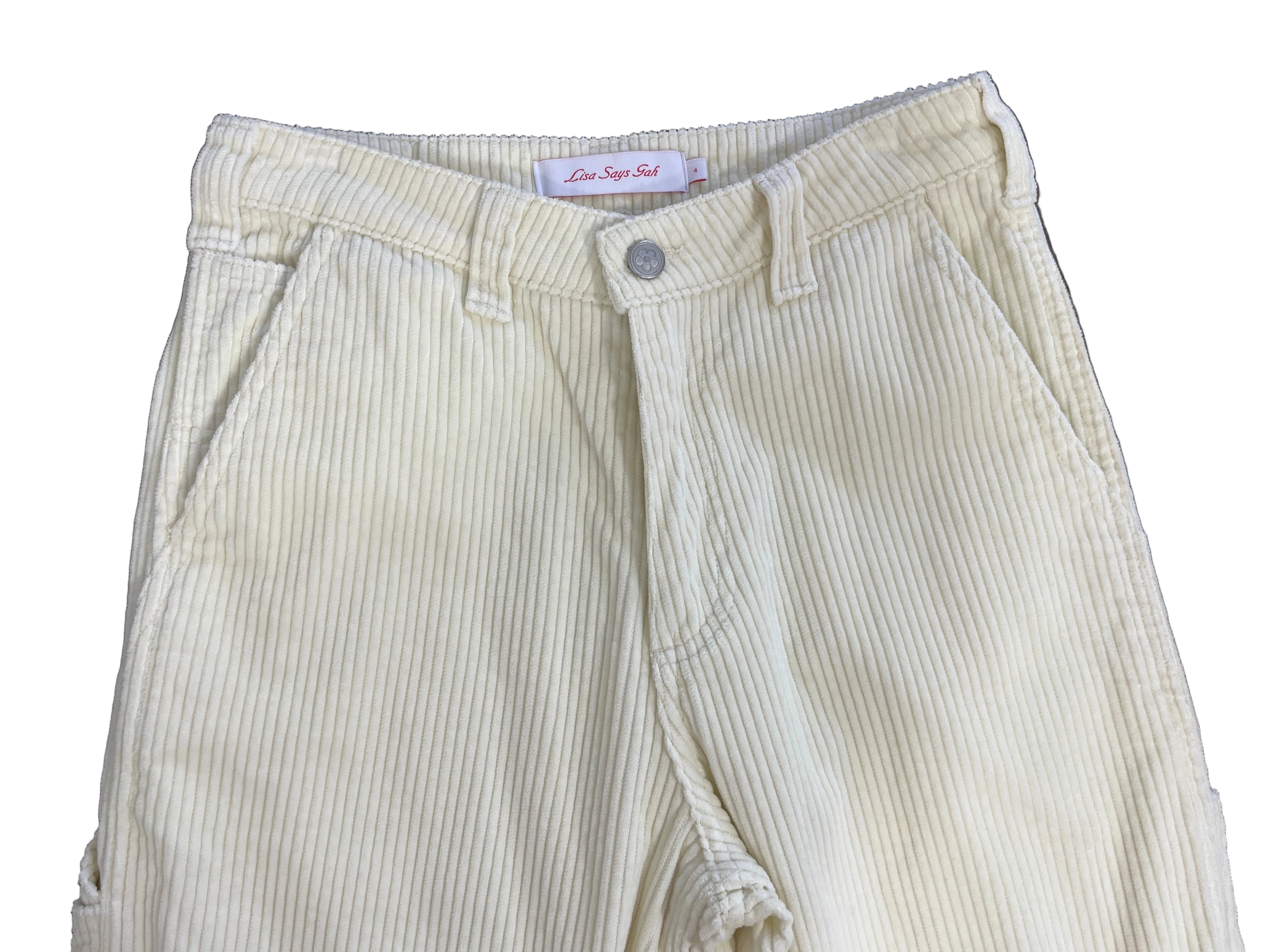 Lisa Says Gah Dylan cream corduroy wide leg pants front 