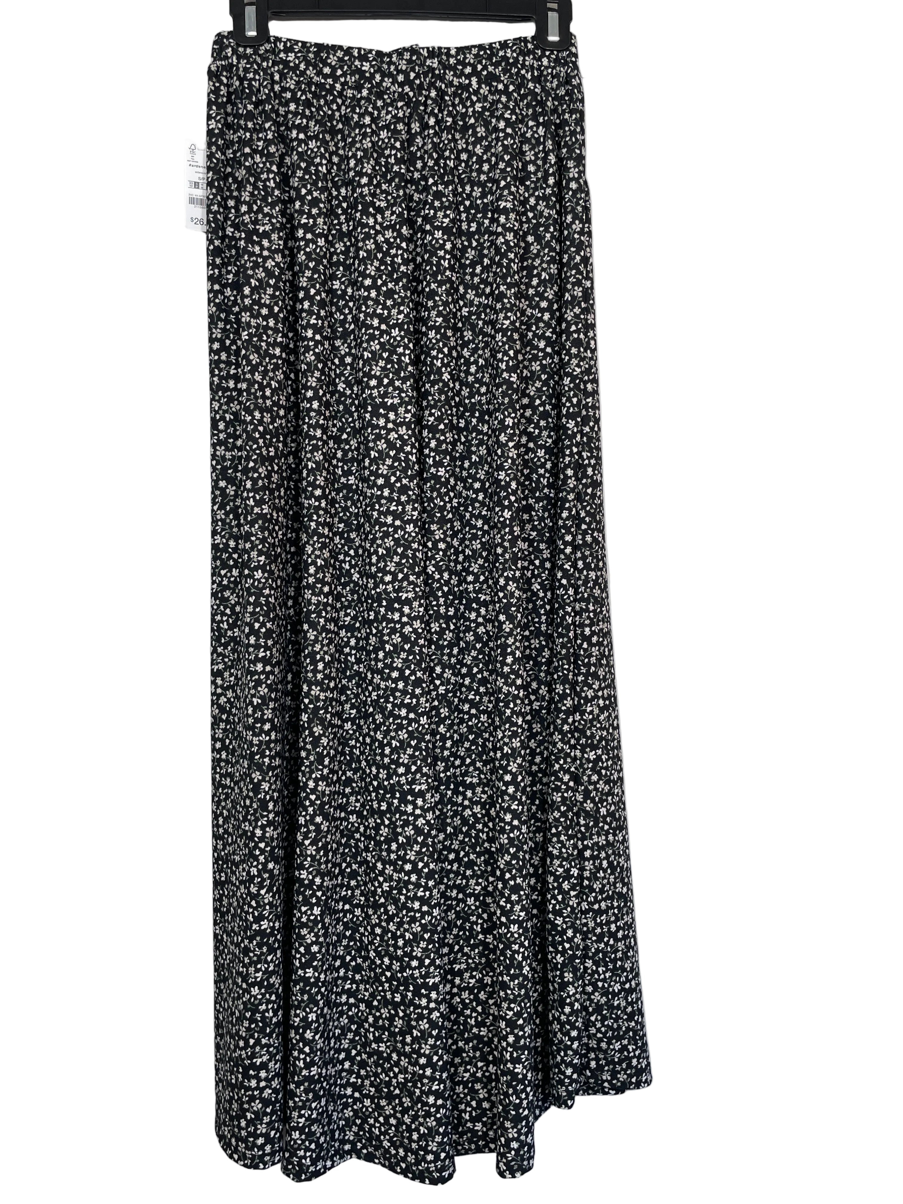 Ardene size small black floral maxi skirt back