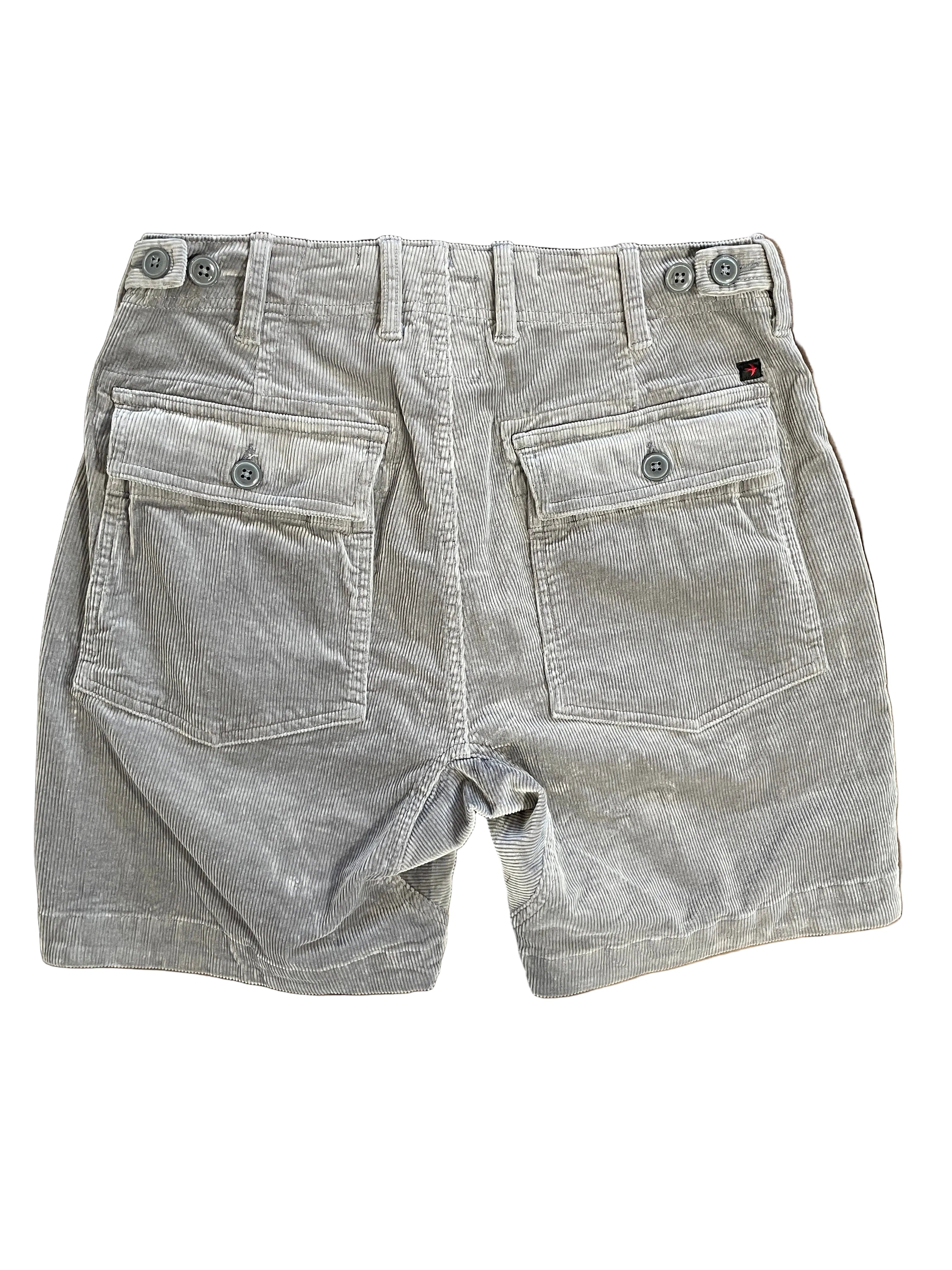 Relwen grey Cord Supply 7.5 corduroy shorts size 30 back view