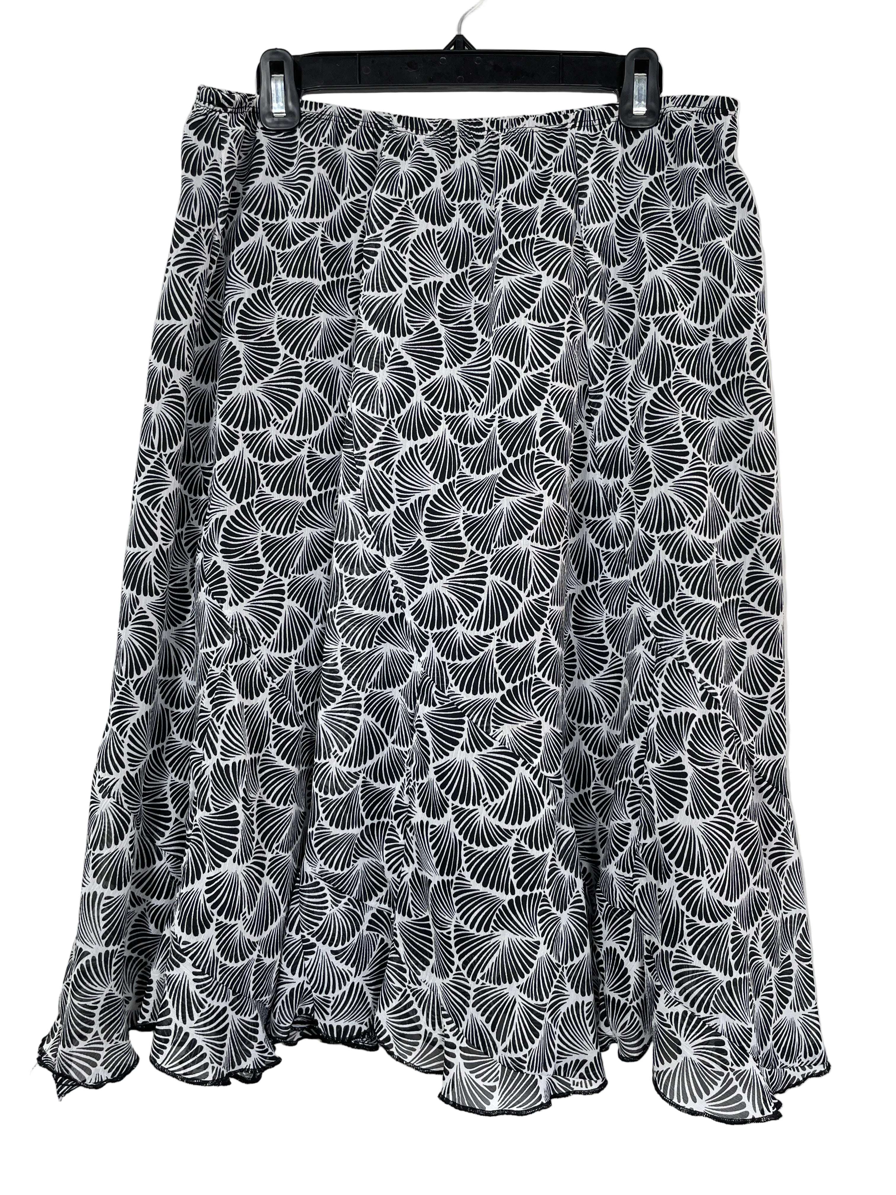 Vintage Jessica black white print midi skirt size 14