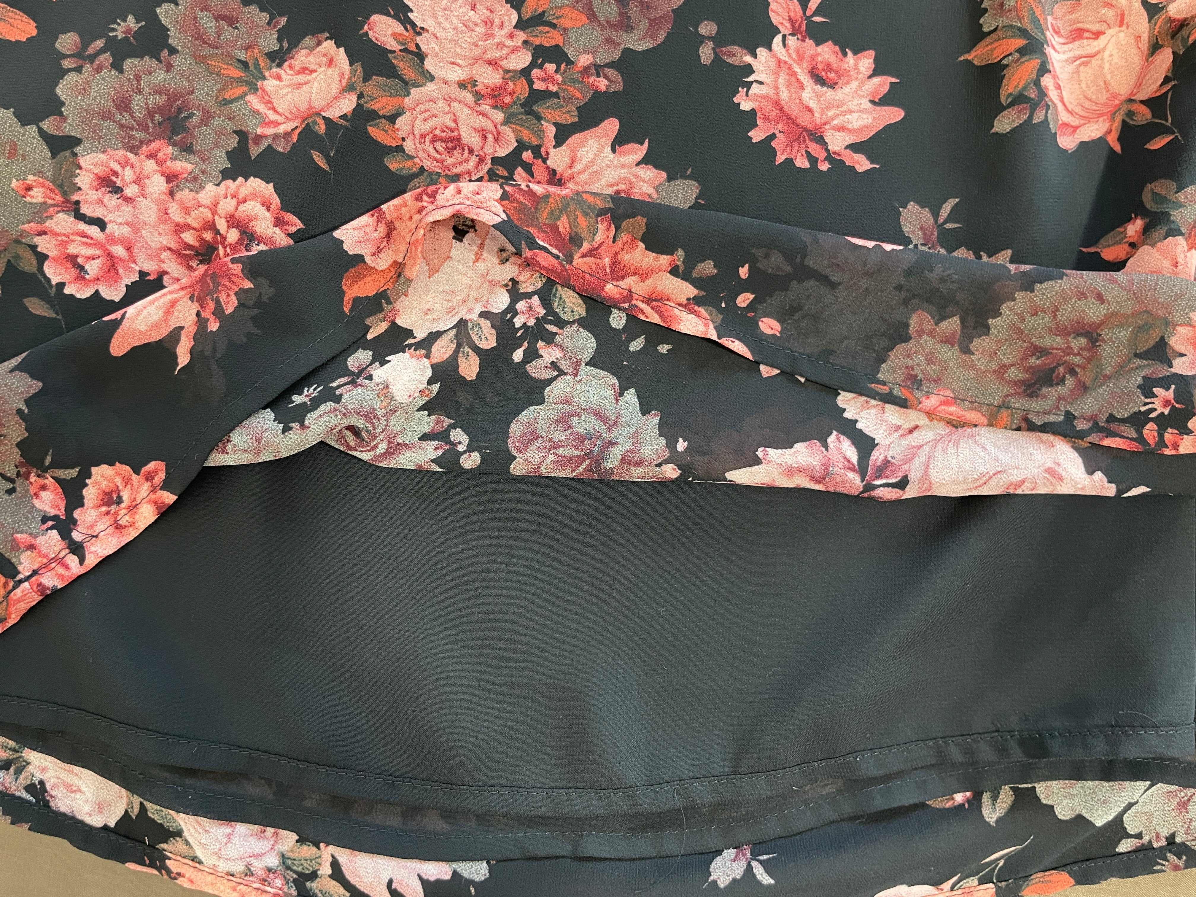 Et Clet black floral lined mini skirt