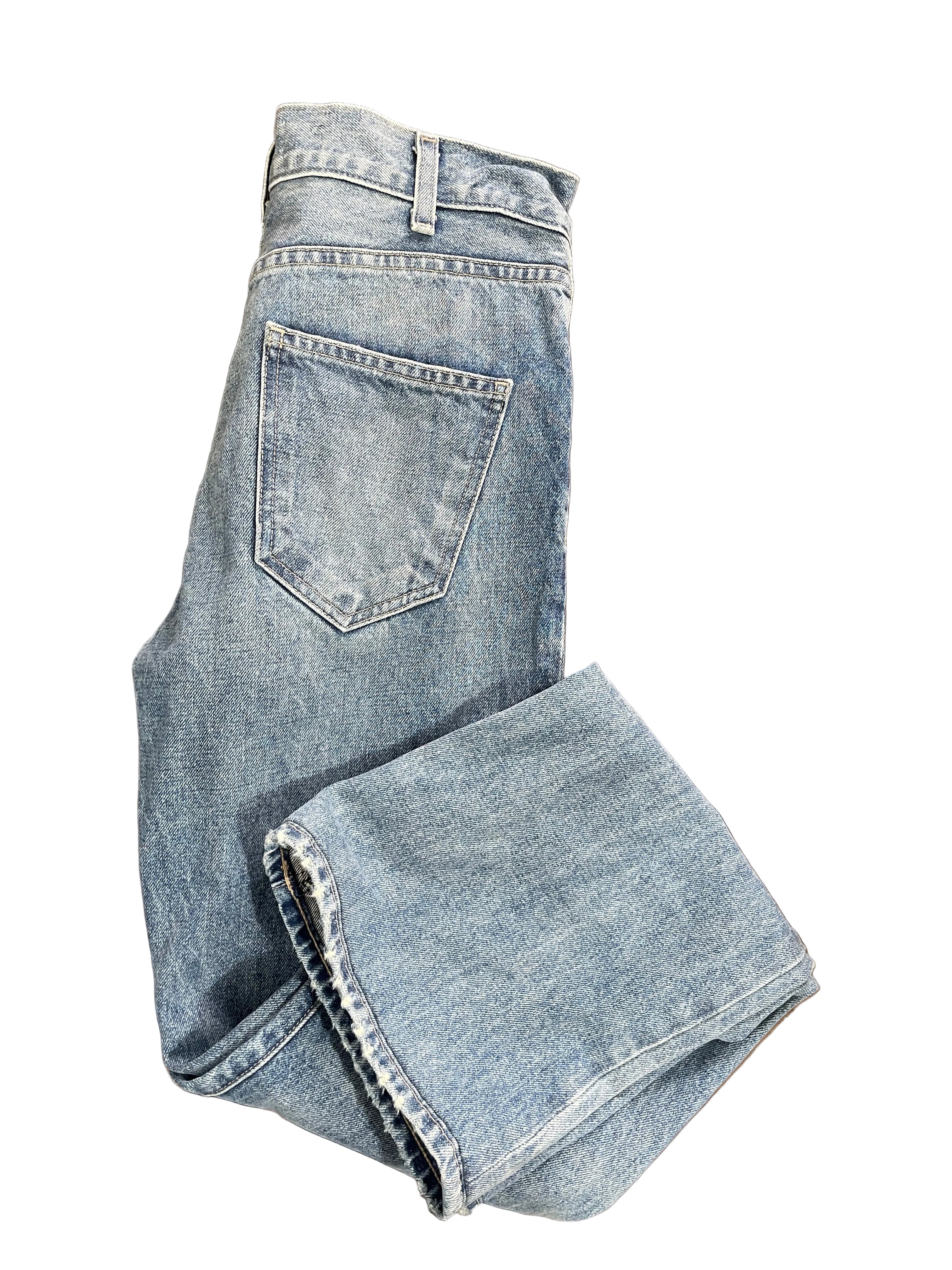 Size 27 Nili Lotan Joan Summer Wash Blue Straight Leg Jeans Back View
