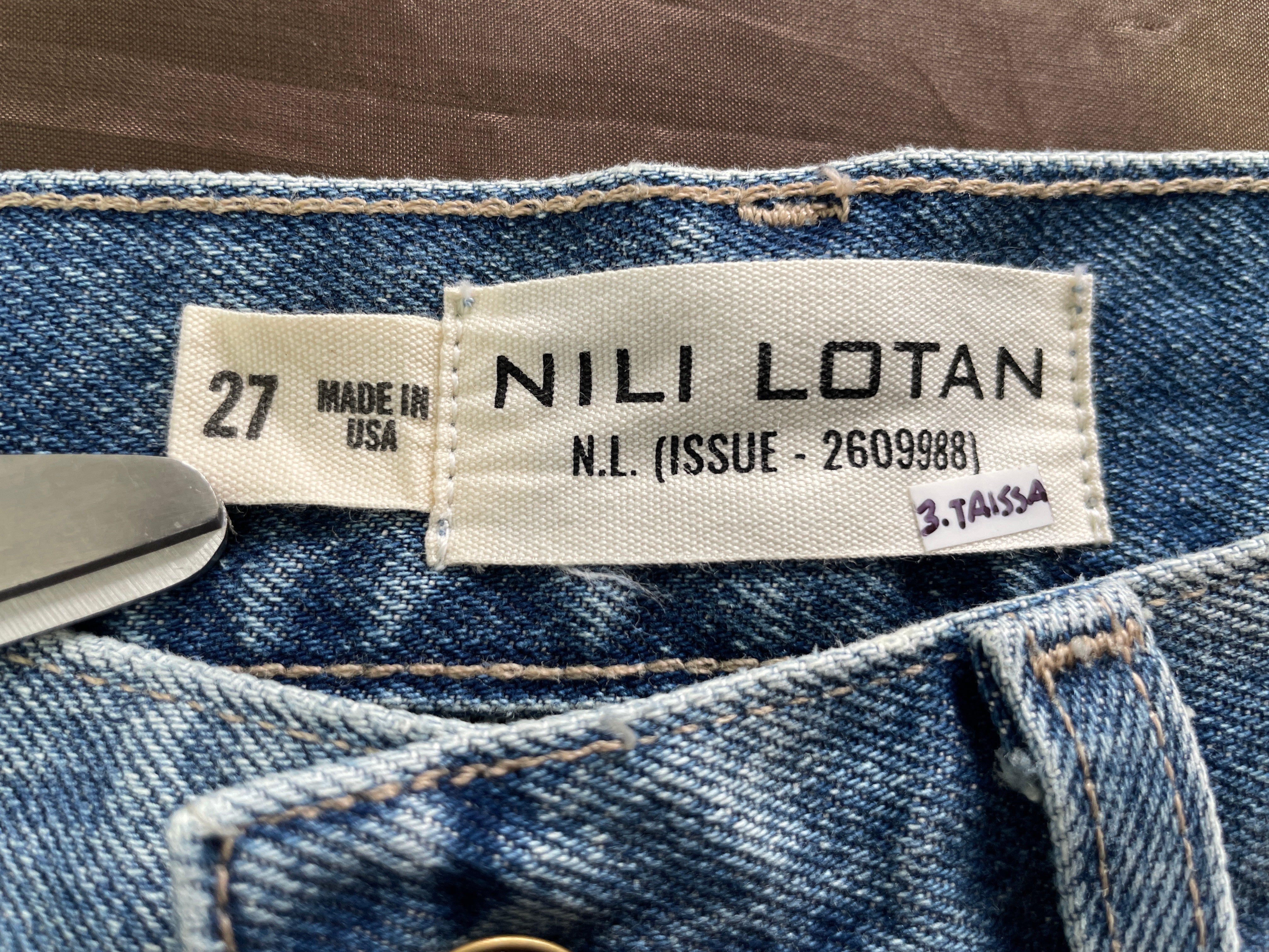 Size 27 Nili Lotan Joan Jeans Made in USA Label with Taissa Wardrobe Sticker