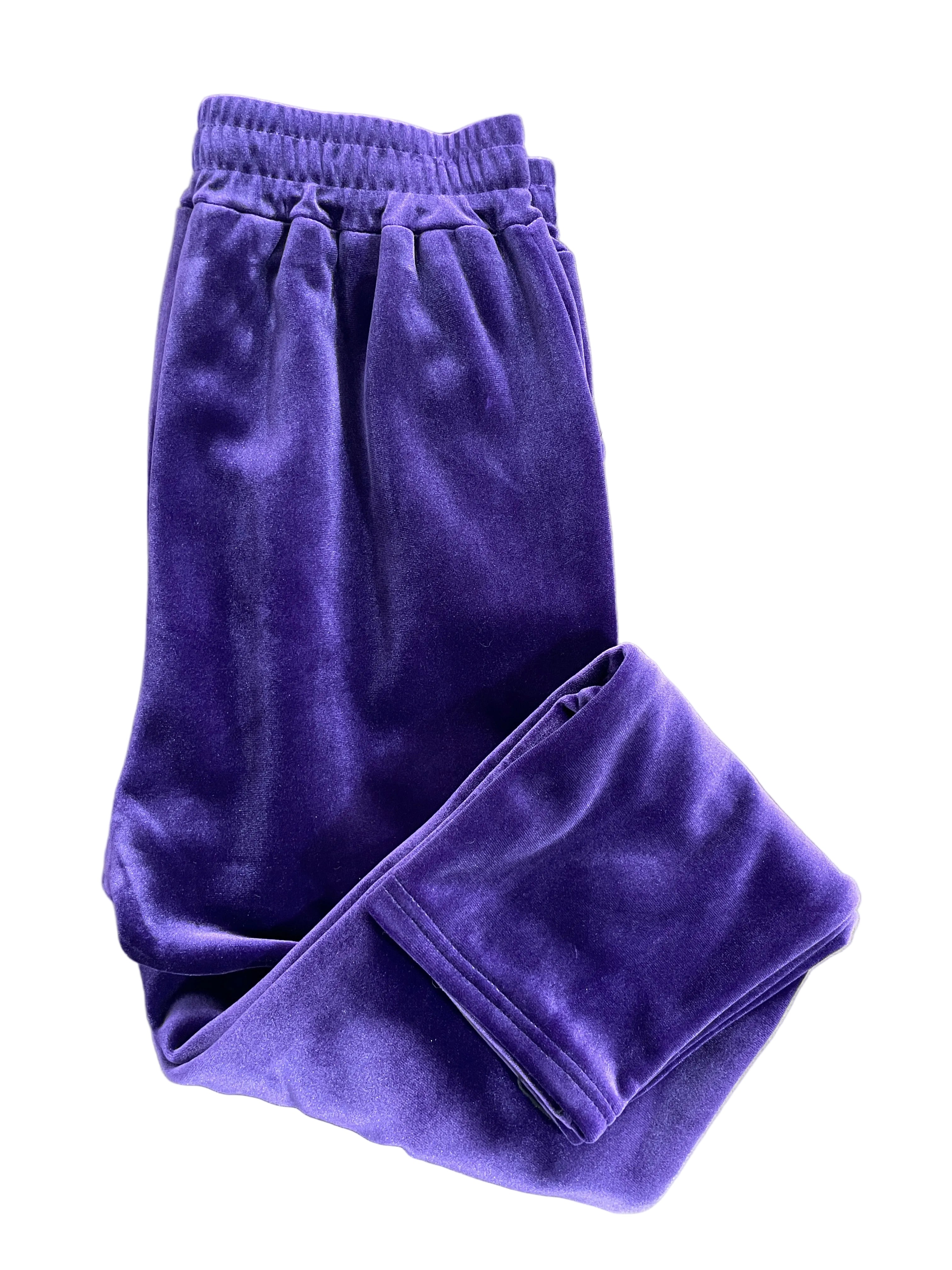 Purple Velour Pull-On Pants Full View