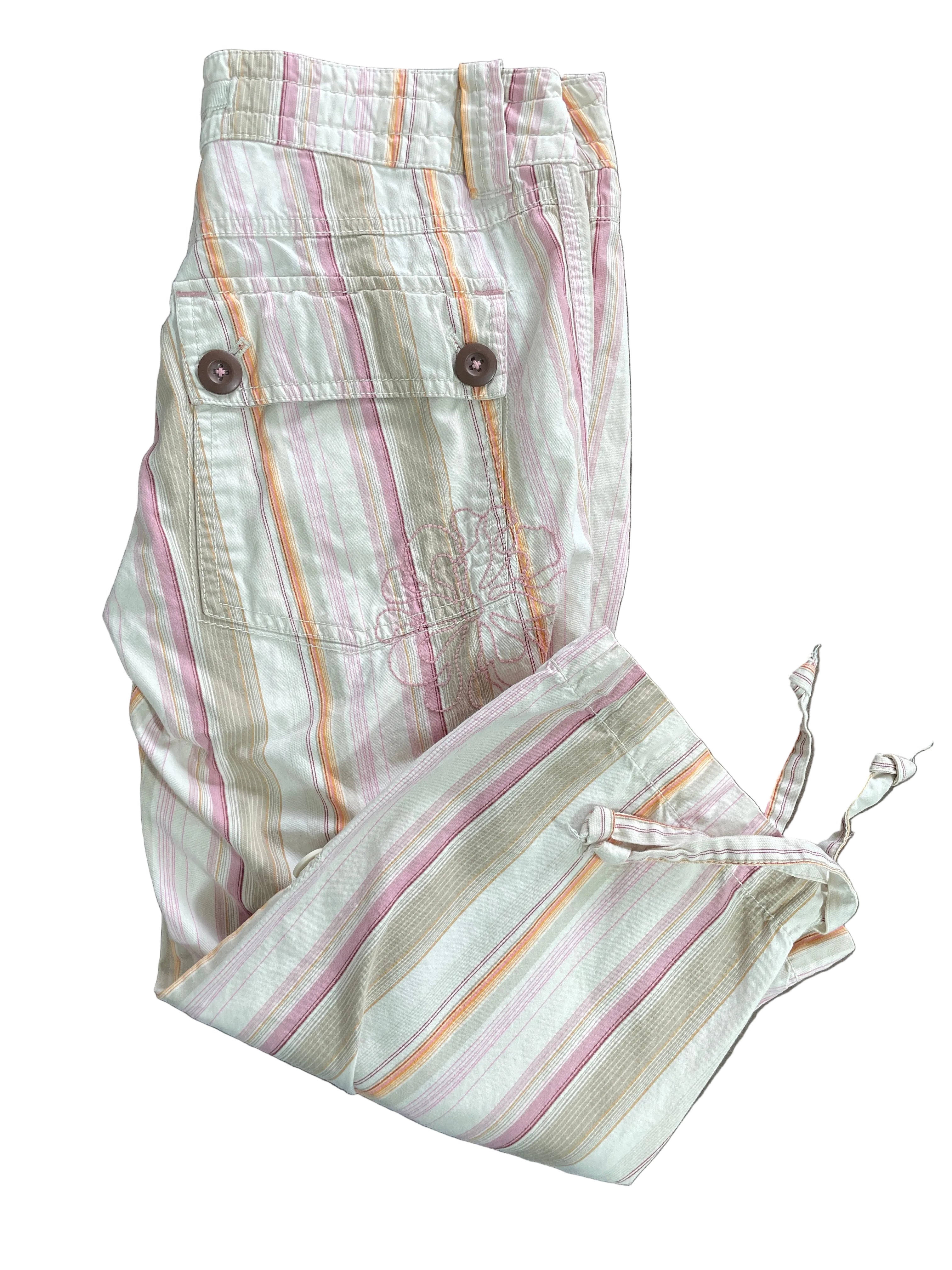 Size M Vintage American Eagle Striped Cargo Capri Pants Back View