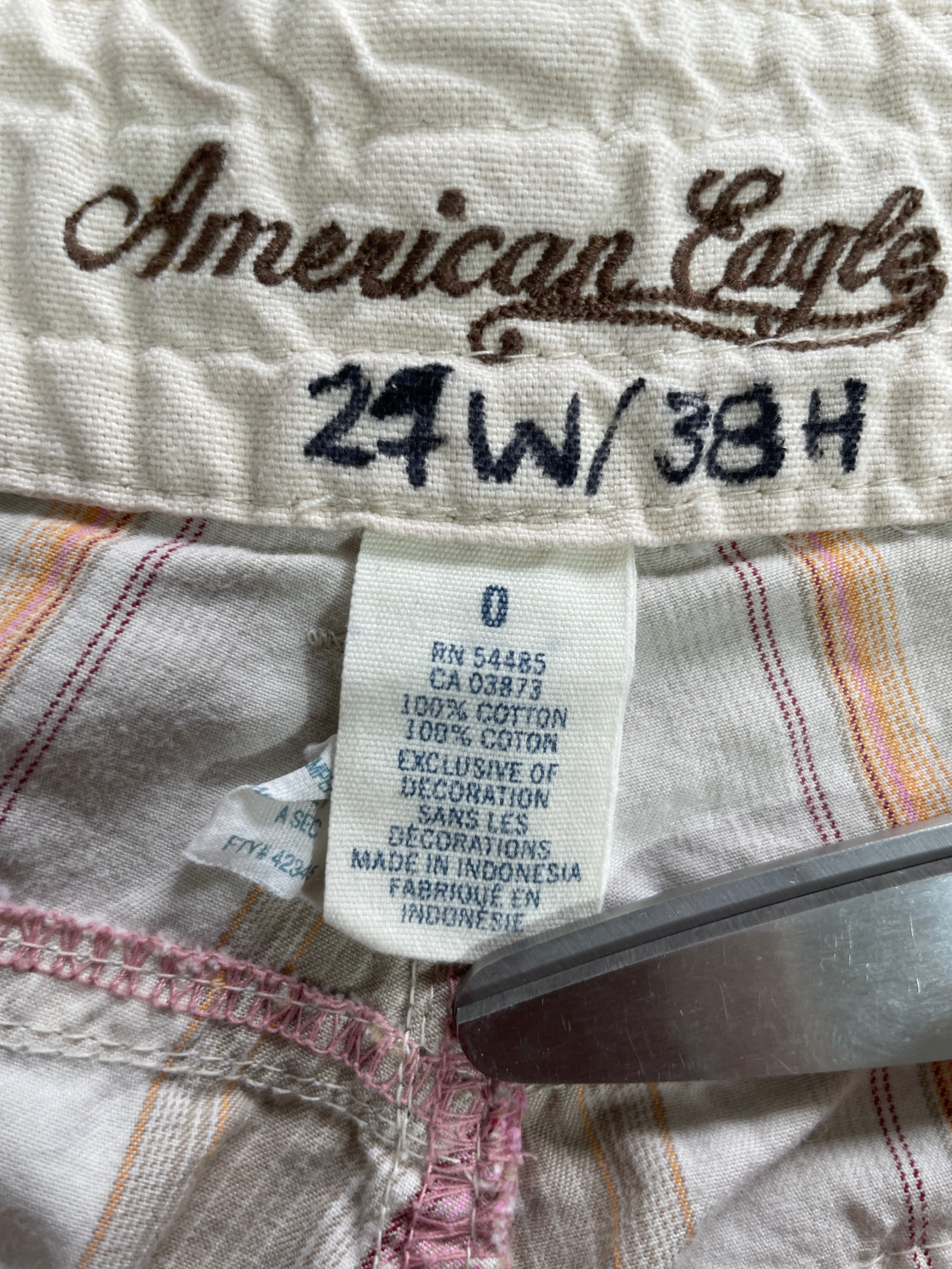 Size 0 Vintage American Eagle Striped Capri Pants Brand Size Label