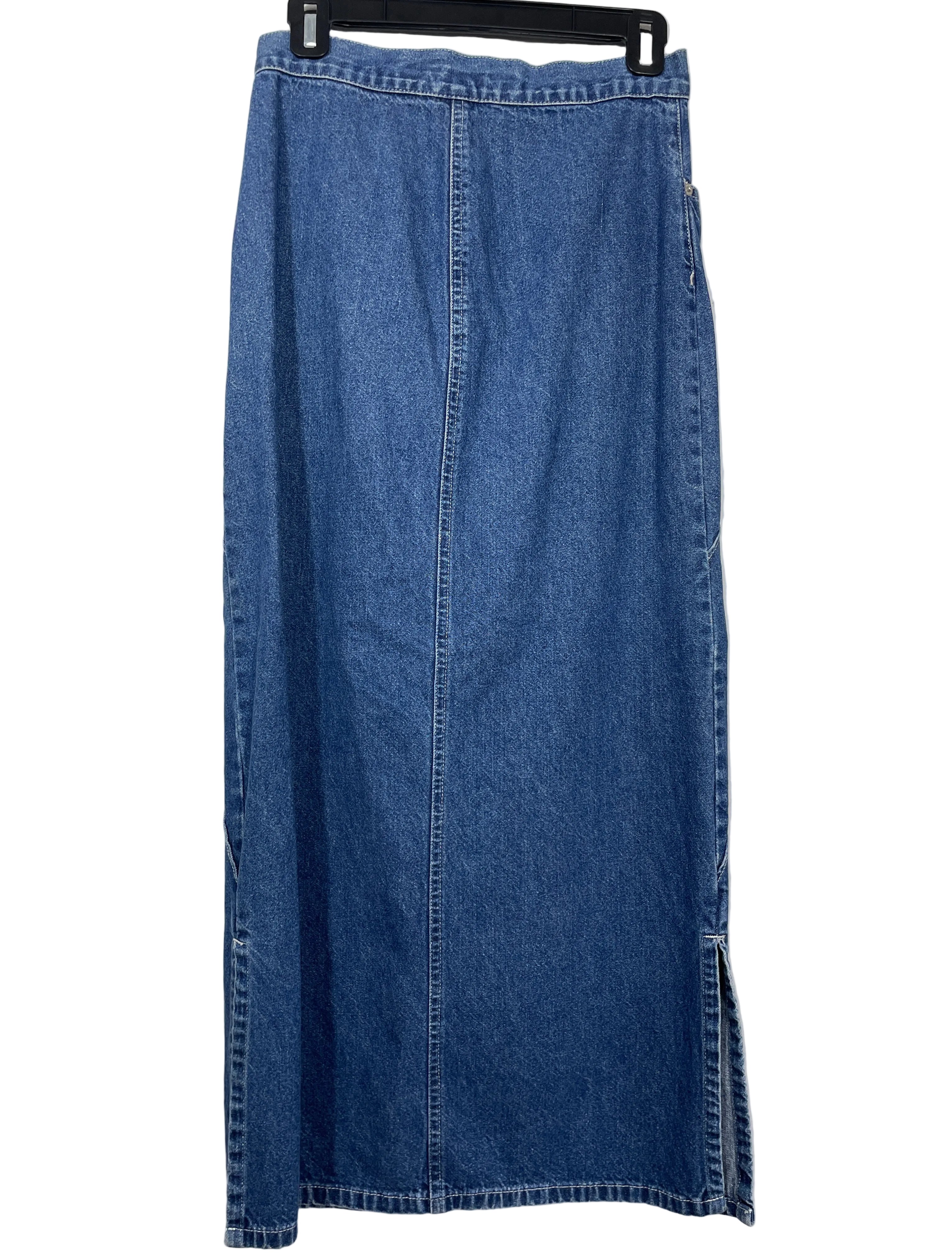 Small Vintage Me and You Blue Denim Maxi Skirt Back View