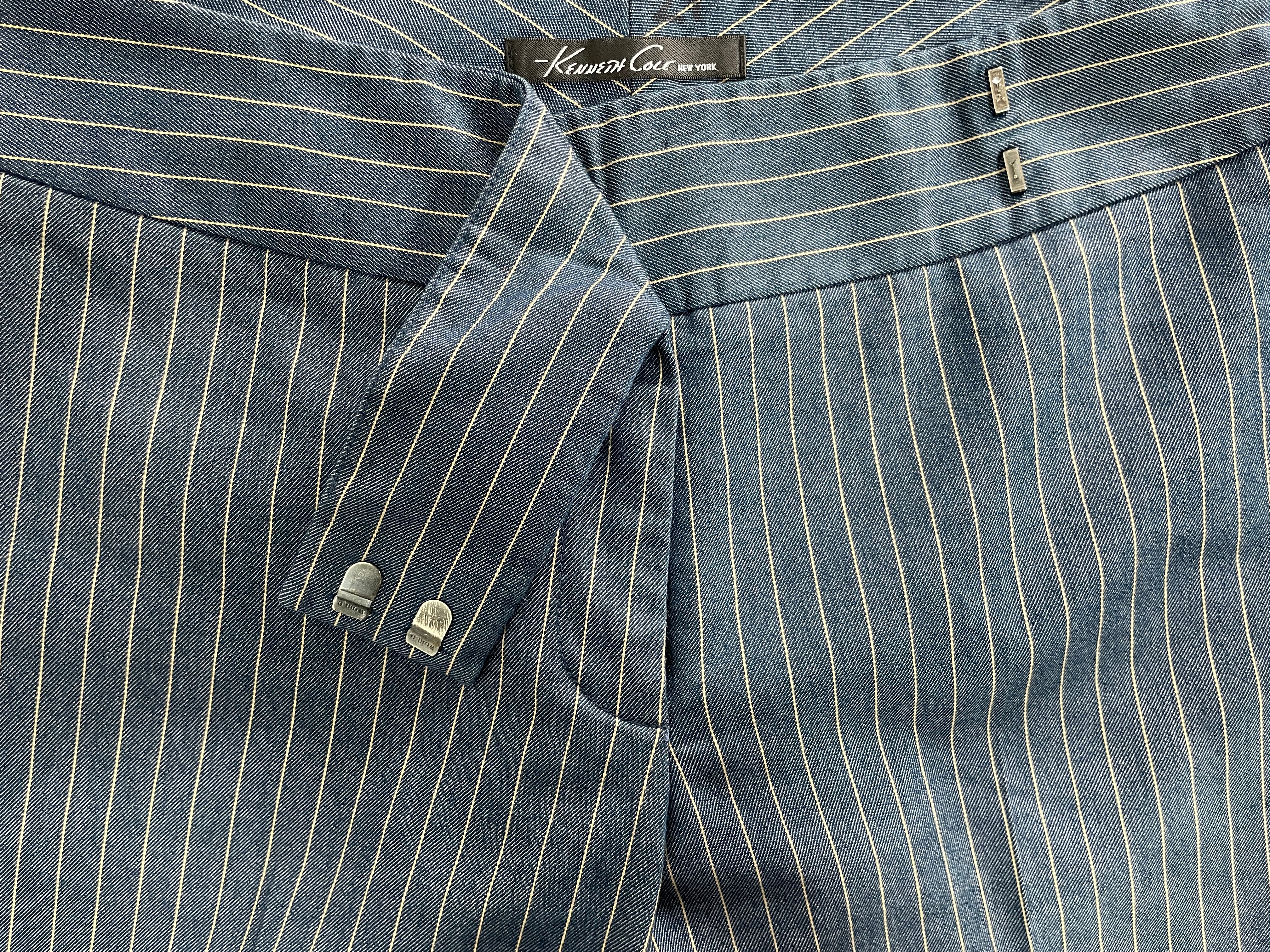 Kenneth Cole New York pinstripe pants waistband and front closure