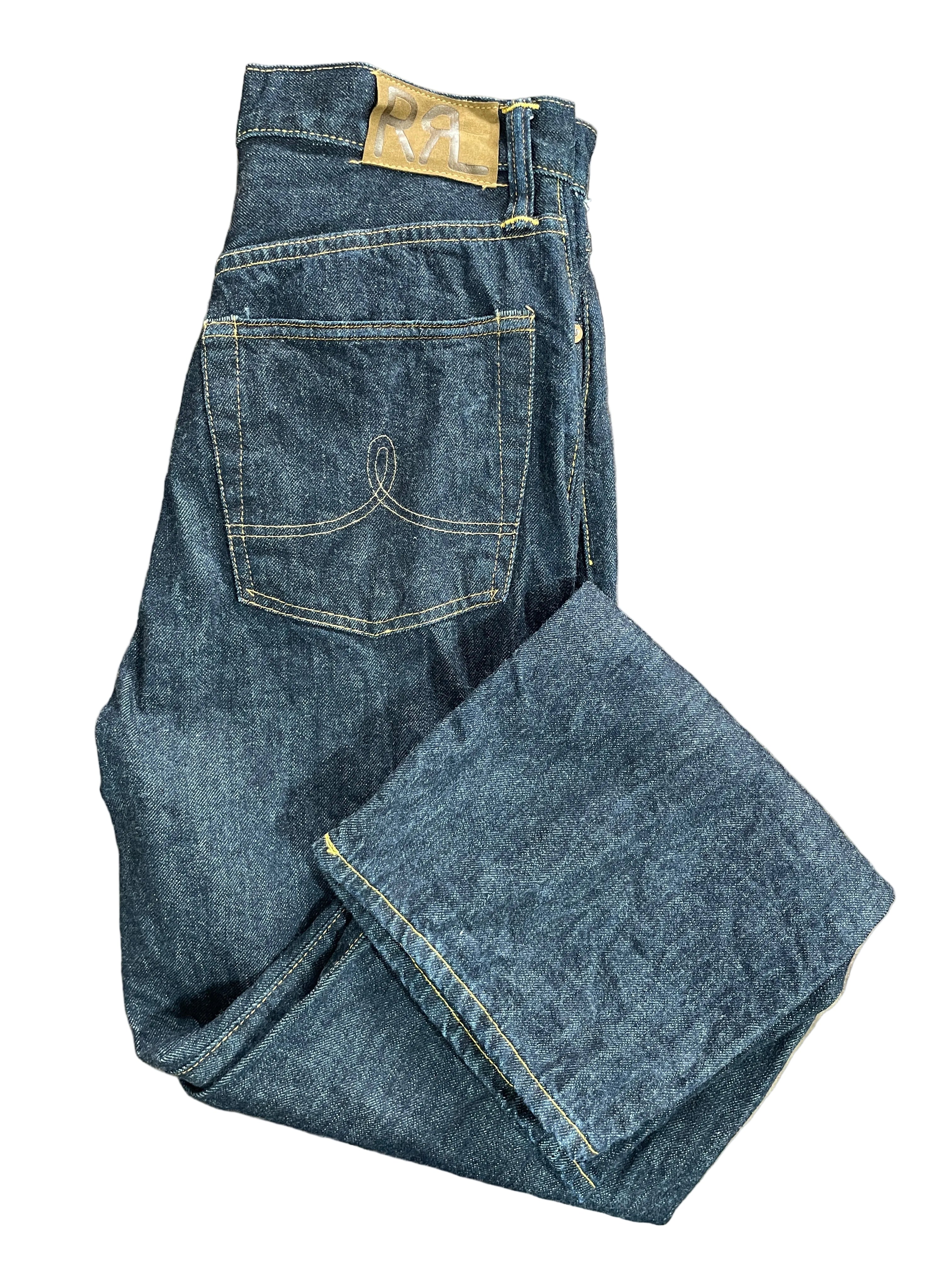 RRL Ralph Lauren High Boy dark indigo selvedge straight leg jeans