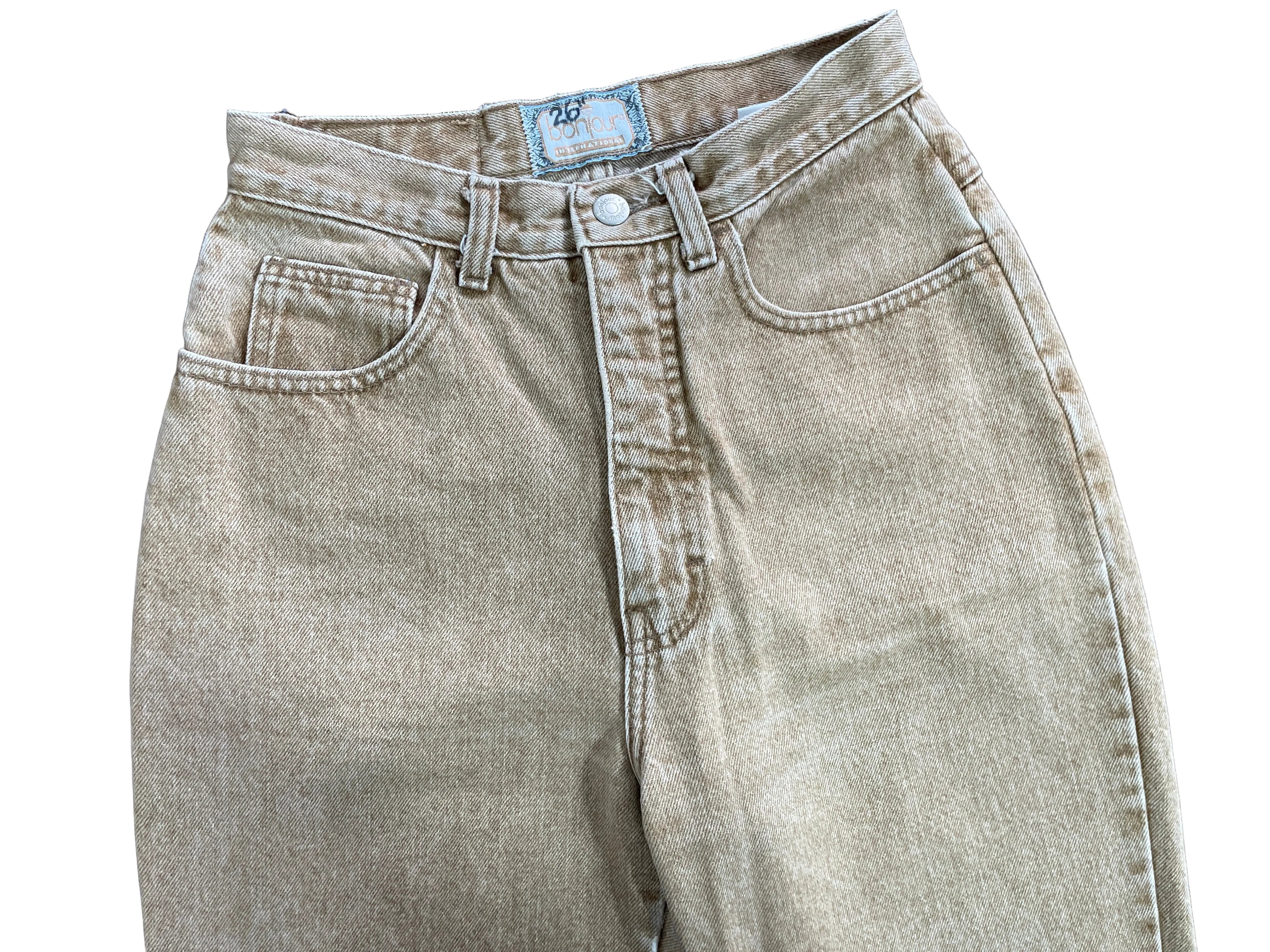 Vintage Bonjour International size 6 beige high rise jeans front