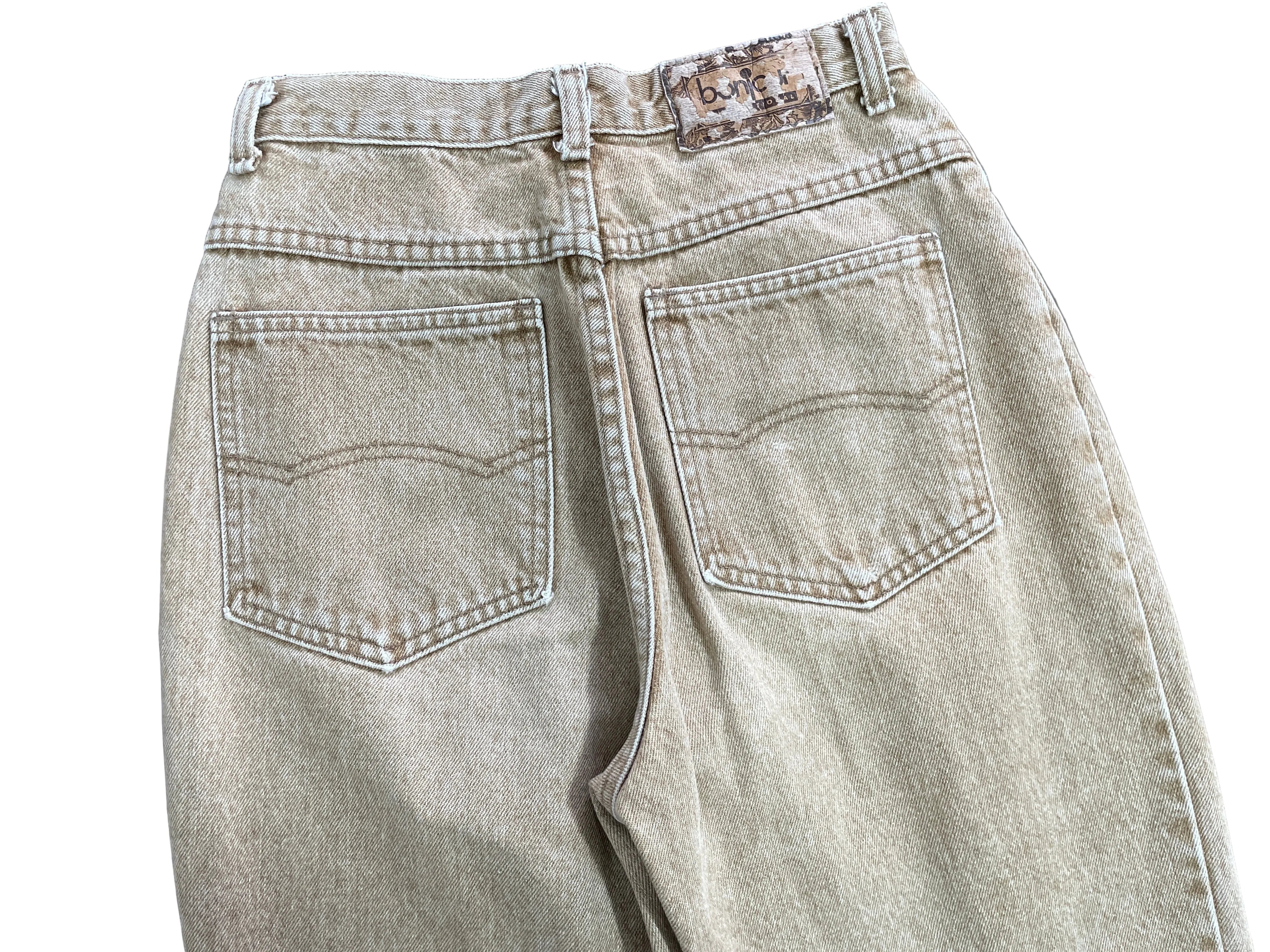 Vintage Bonjour International beige jeans rear patch pockets