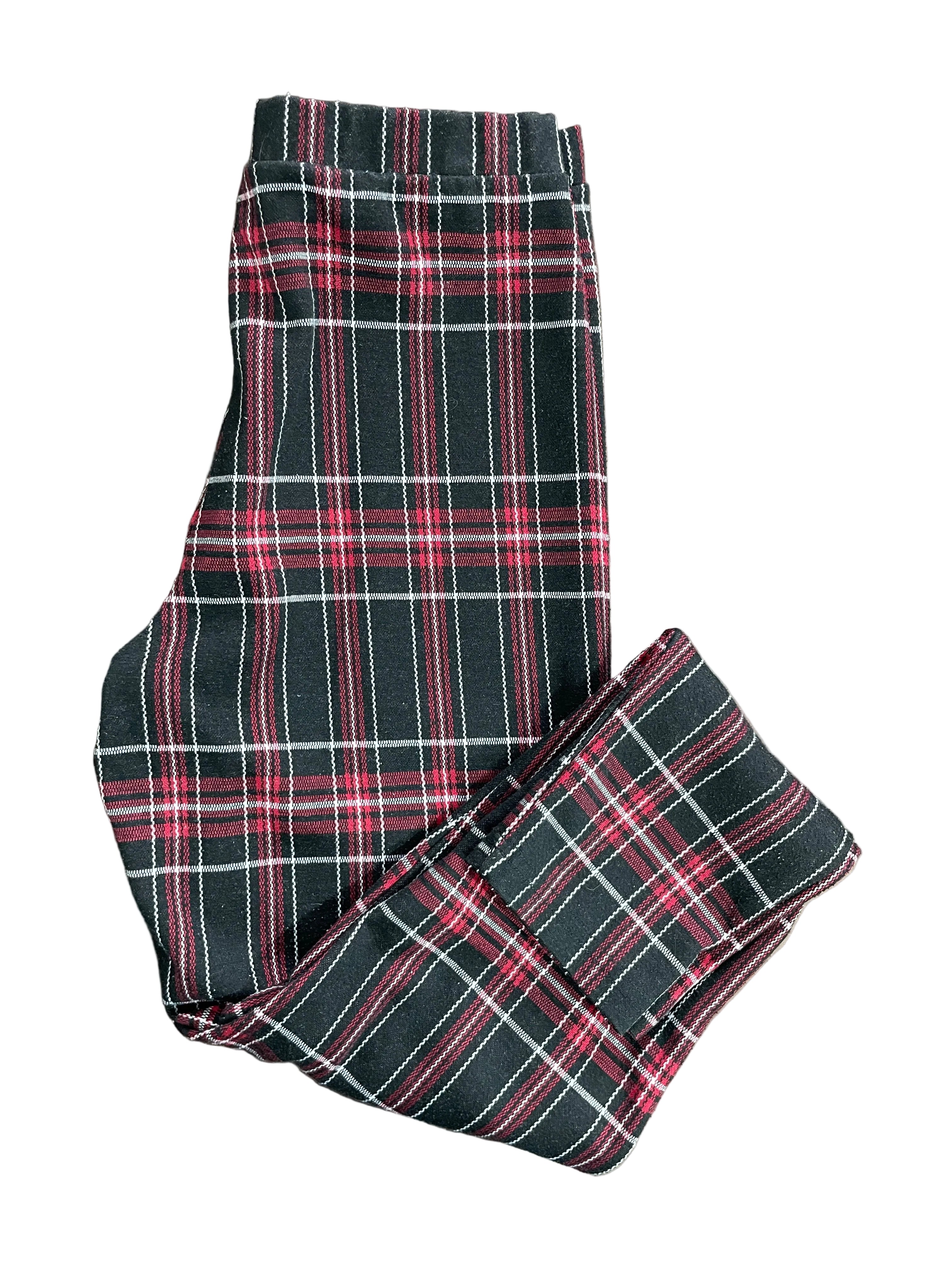 Unbranded black and red tartan plaid straight leg pants