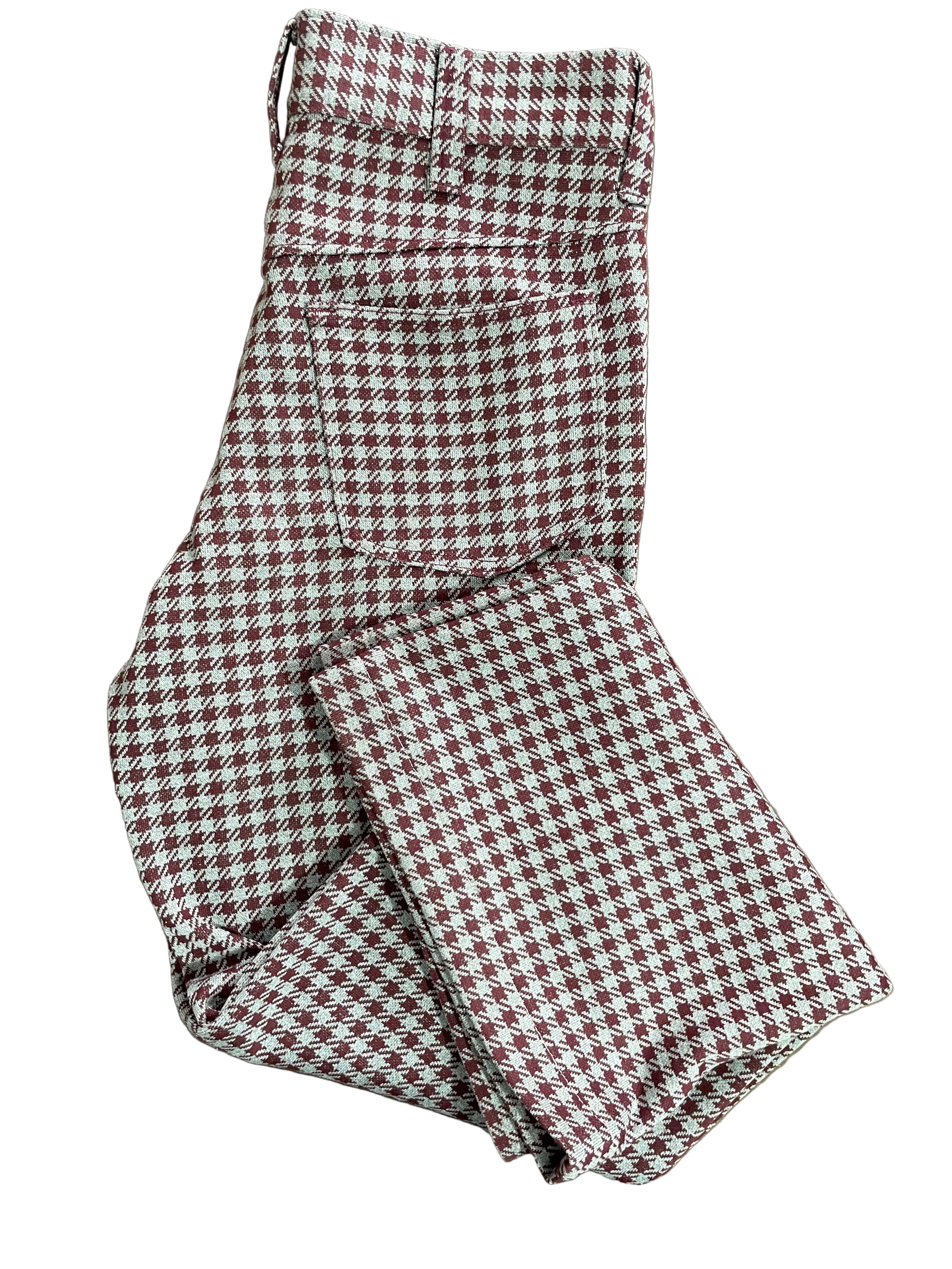 Unbranded burgundy and grey houndstooth wide leg pants