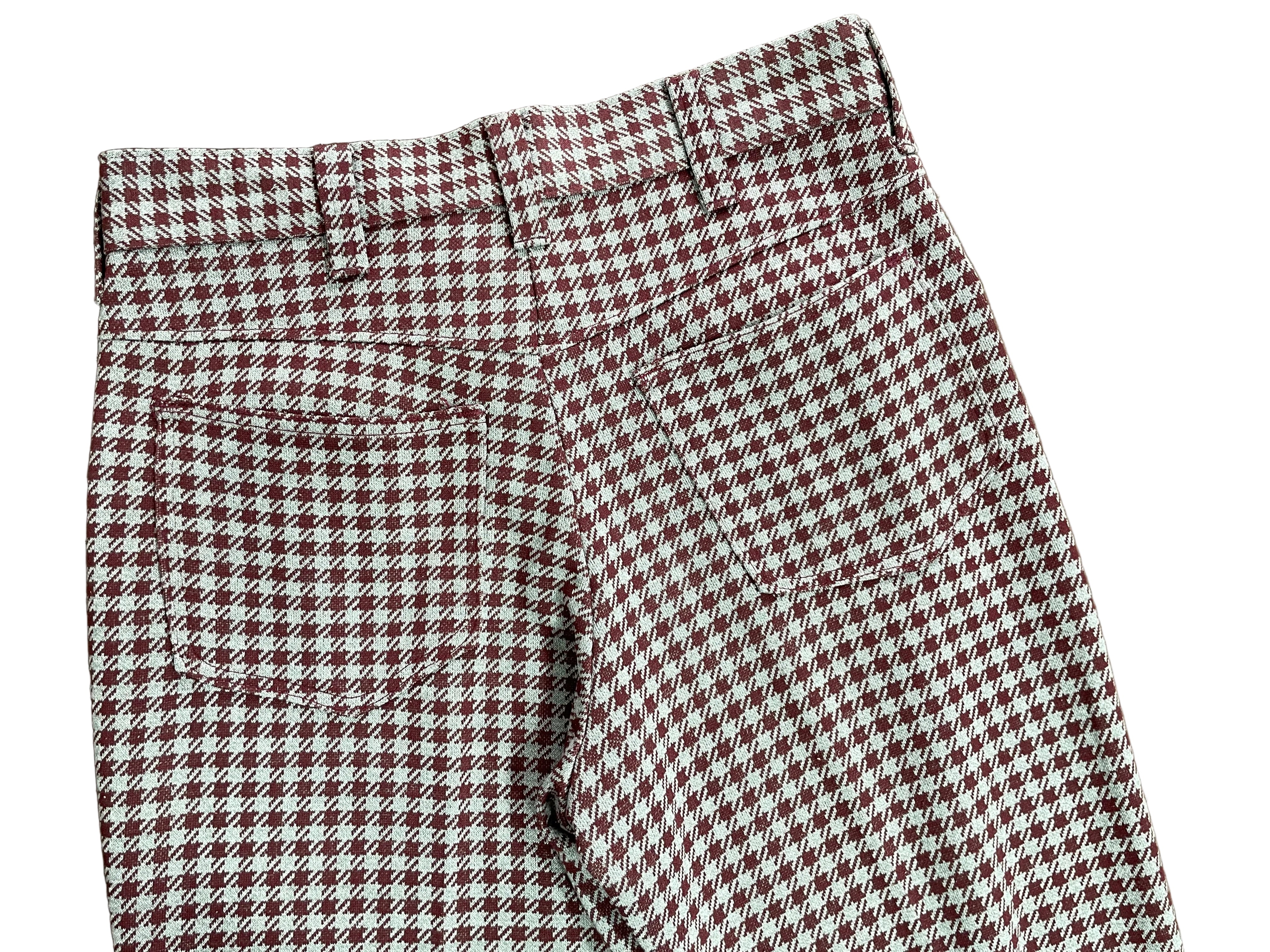 Unbranded burgundy grey houndstooth pants back patch pocket detail