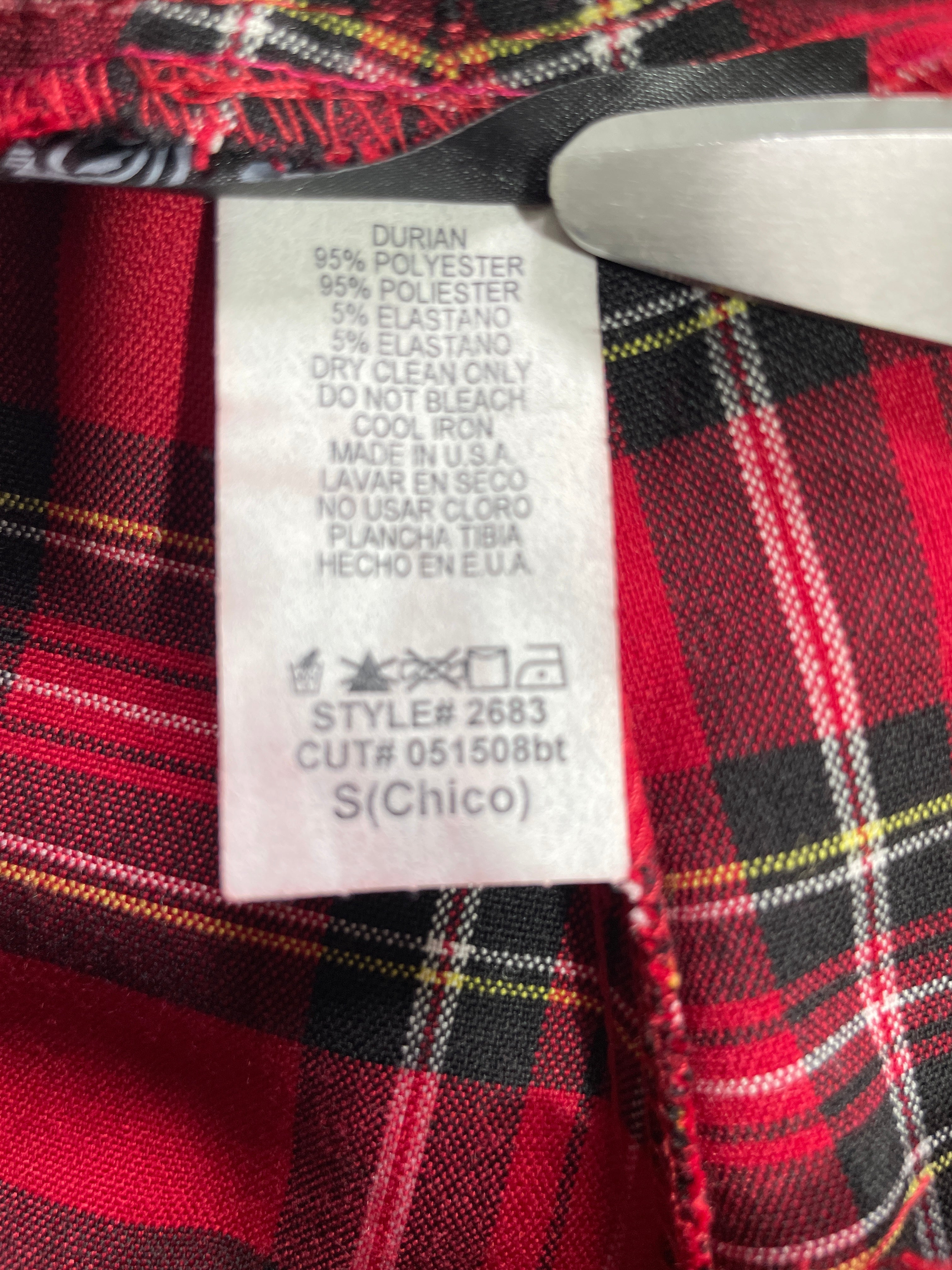 Durian pants fabric tag