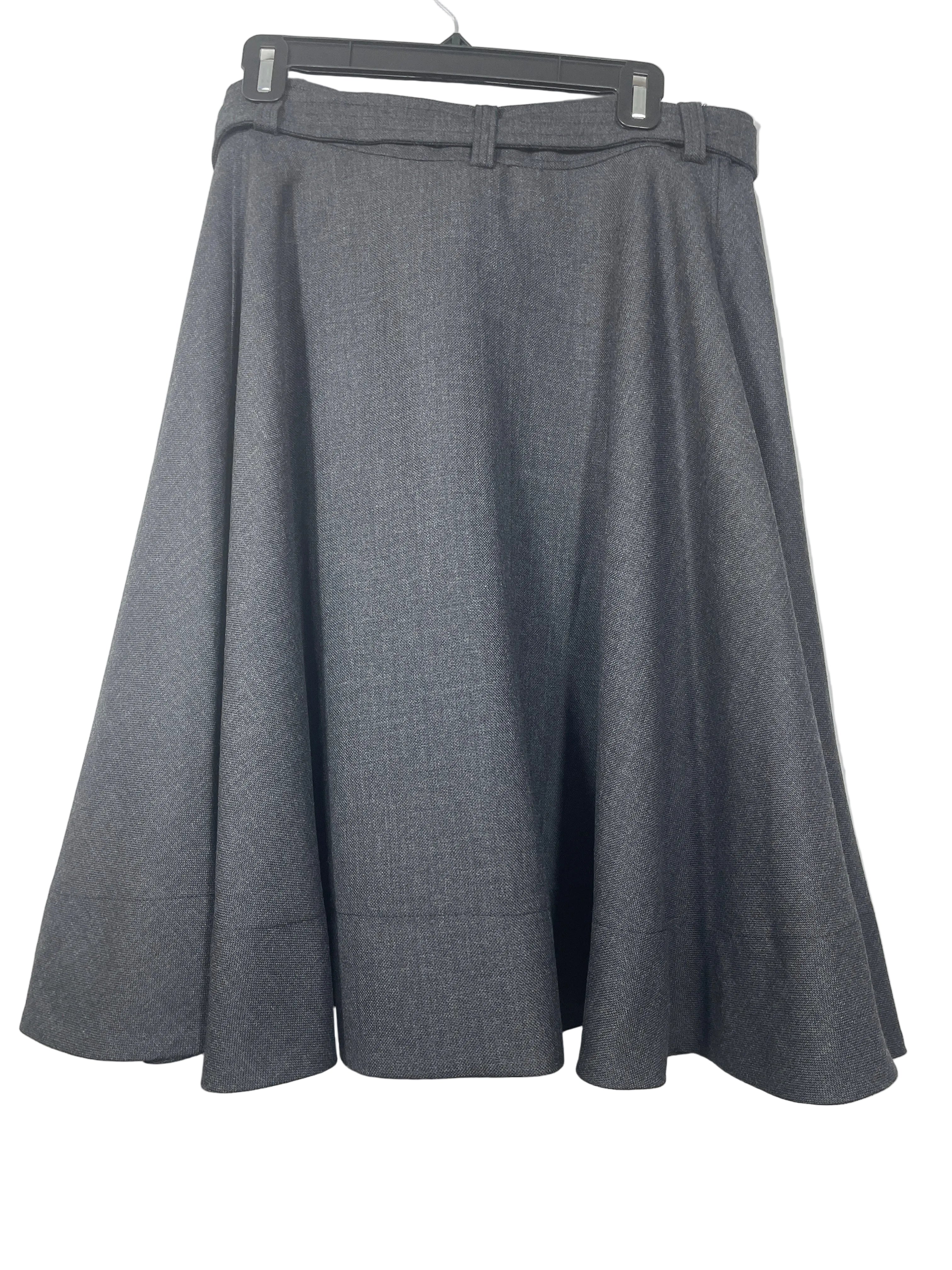 Small GANNI Phantom Grey Wool Suiting Wrap Skirt Back View