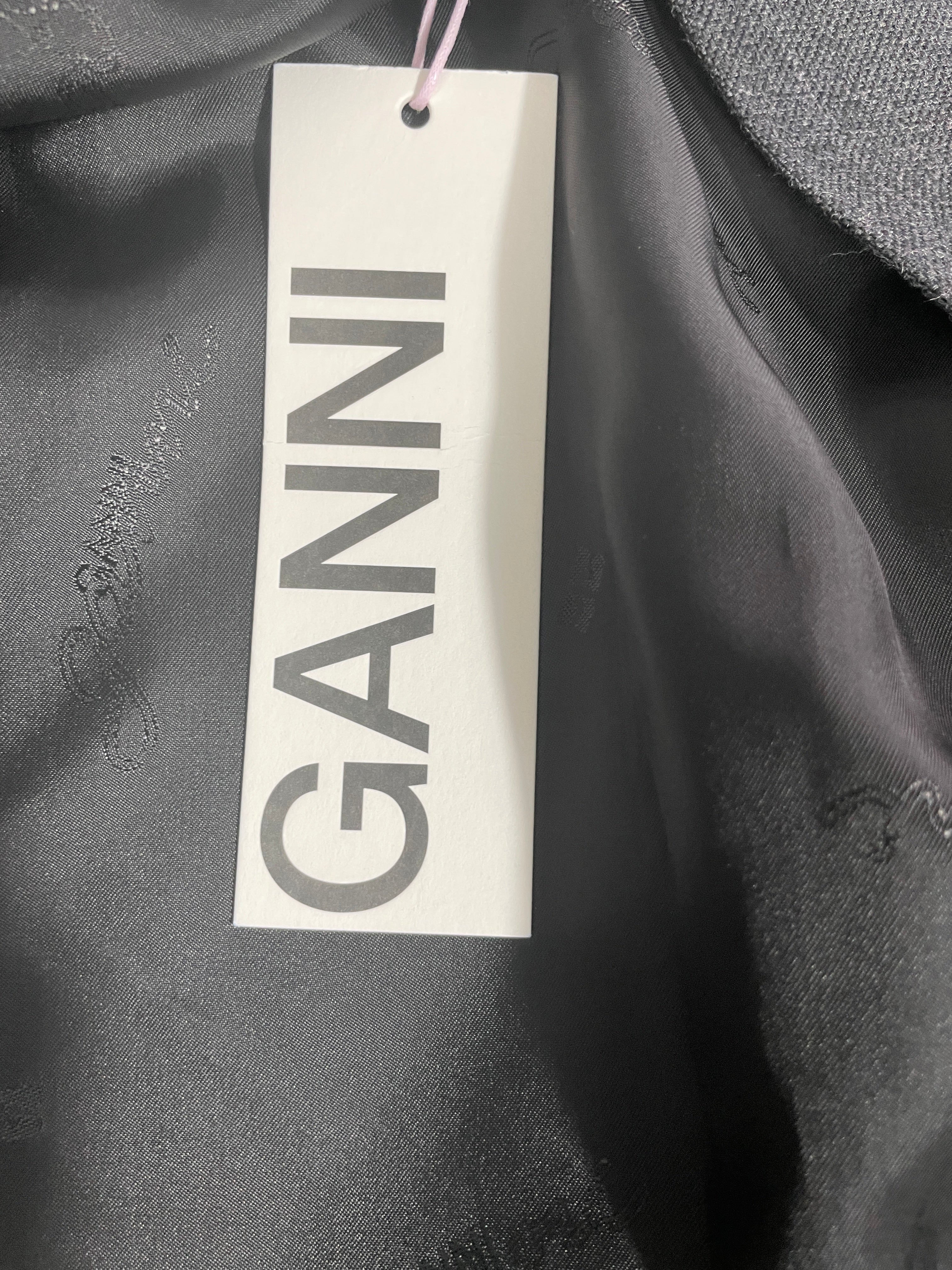 Small GANNI Phantom Grey Wool Suiting Wrap Skirt Original GANNI Hangtag