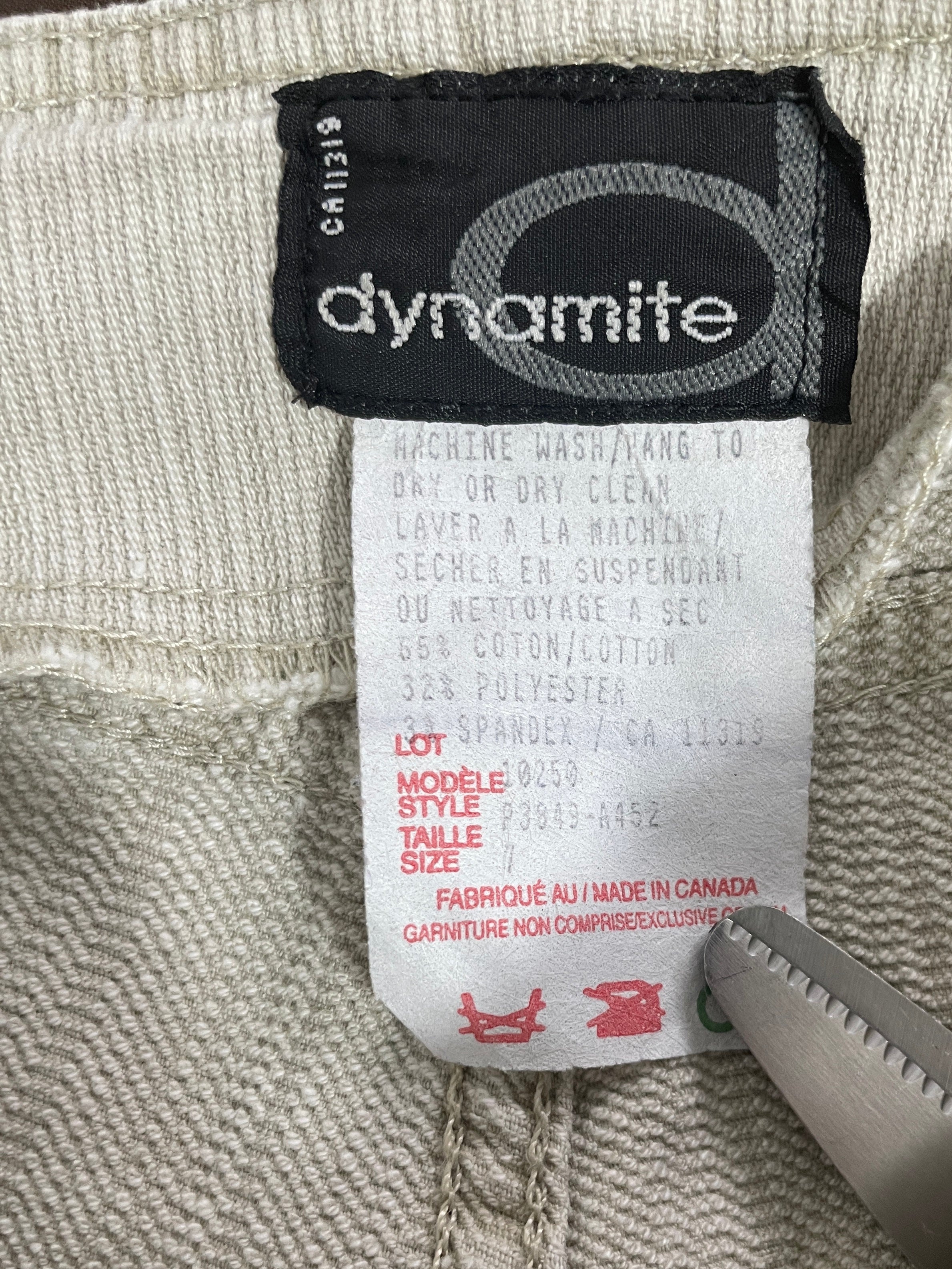 Size 7 Vintage Dynamite Made in Canada Beige Pants Brand and Care Labels