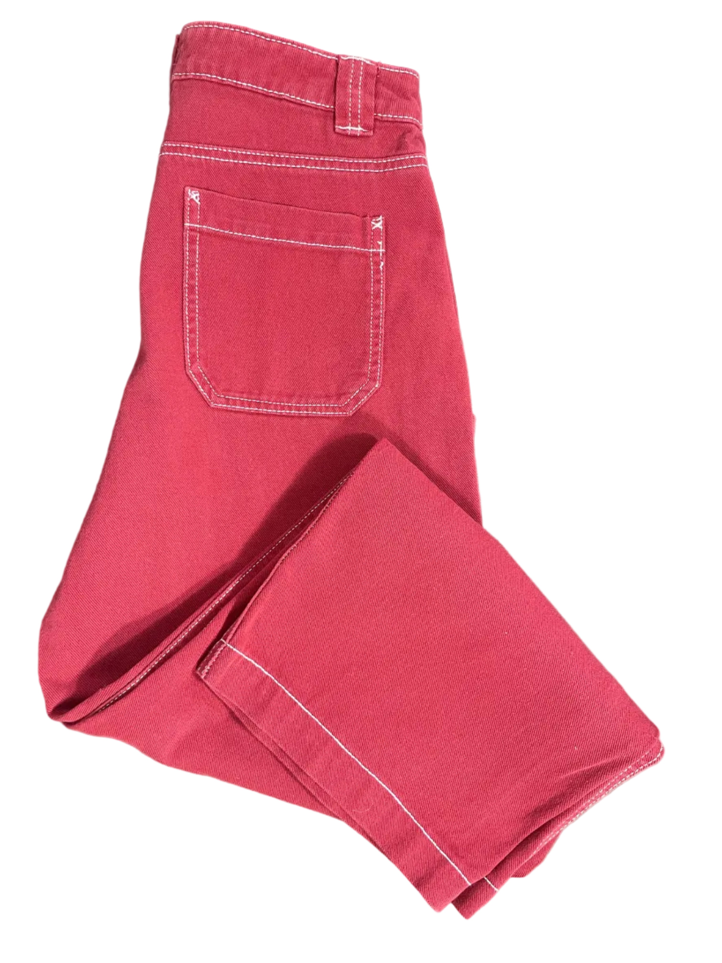 Size 0 Garage Red Contrast Stitch Carpenter Cargo Pants Full Leg View