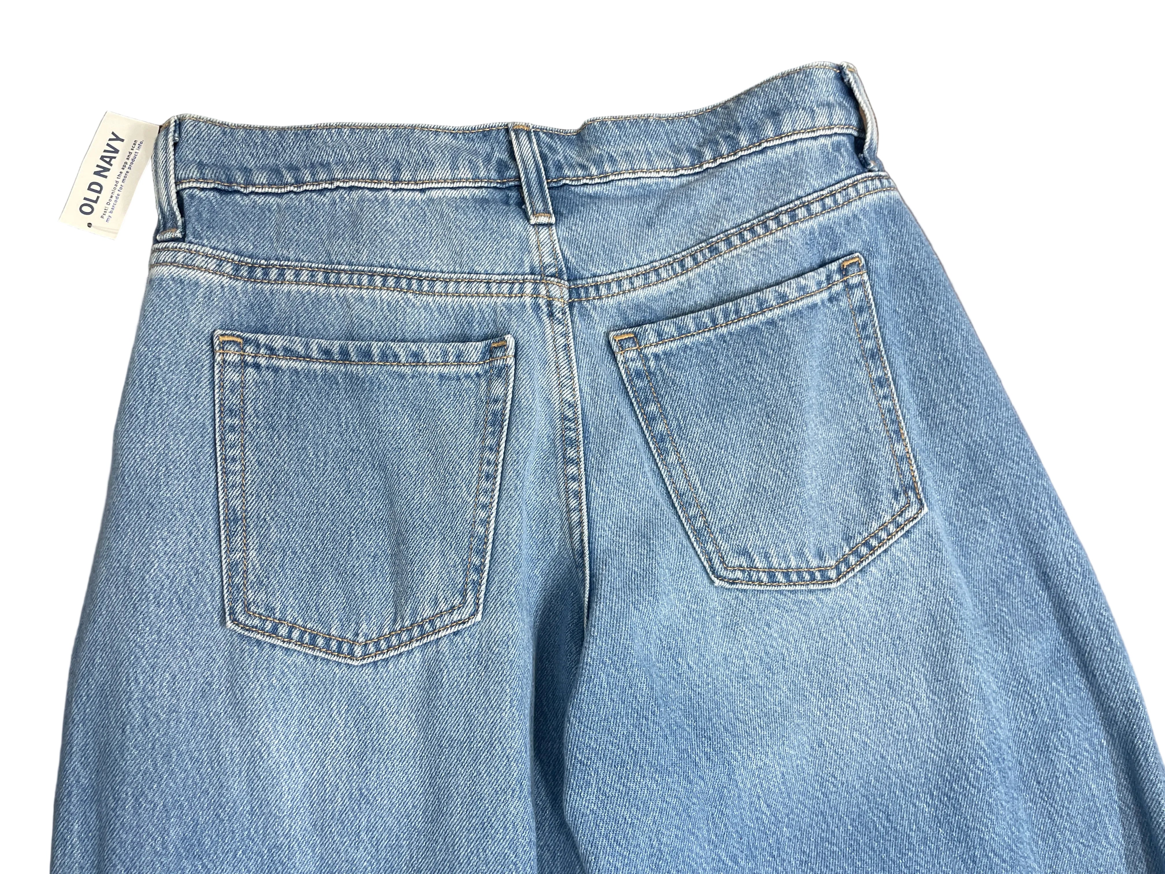 Small Old Navy Light Wash Baggy Wide-Leg Jeans Back Patch Pockets