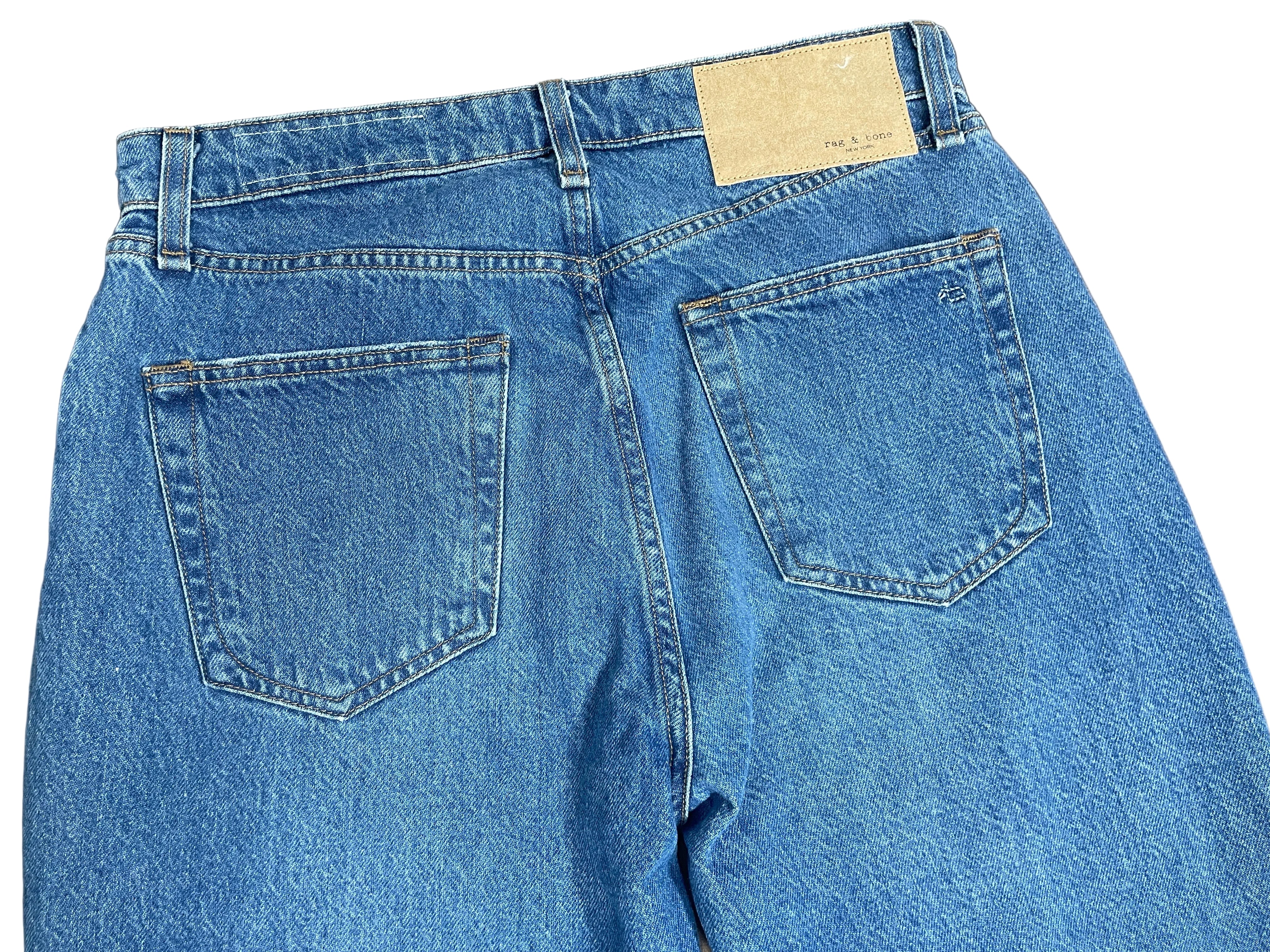 Size 28 rag & bone Nina Blue Jeans Back Patch Pocket Detail