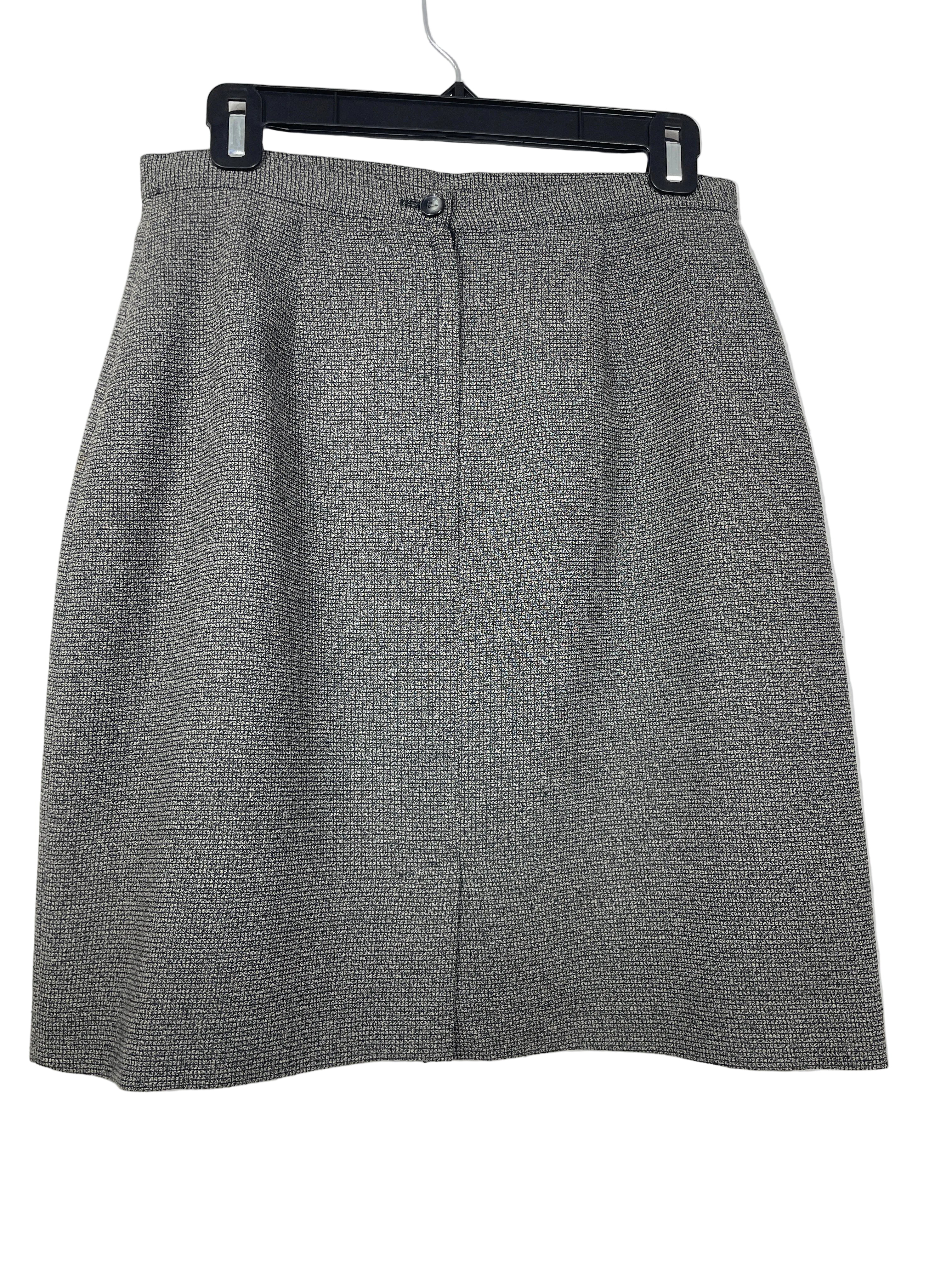 Size 10 Vintage Beechers Brook Grey Black Textured A-Line Skirt Back