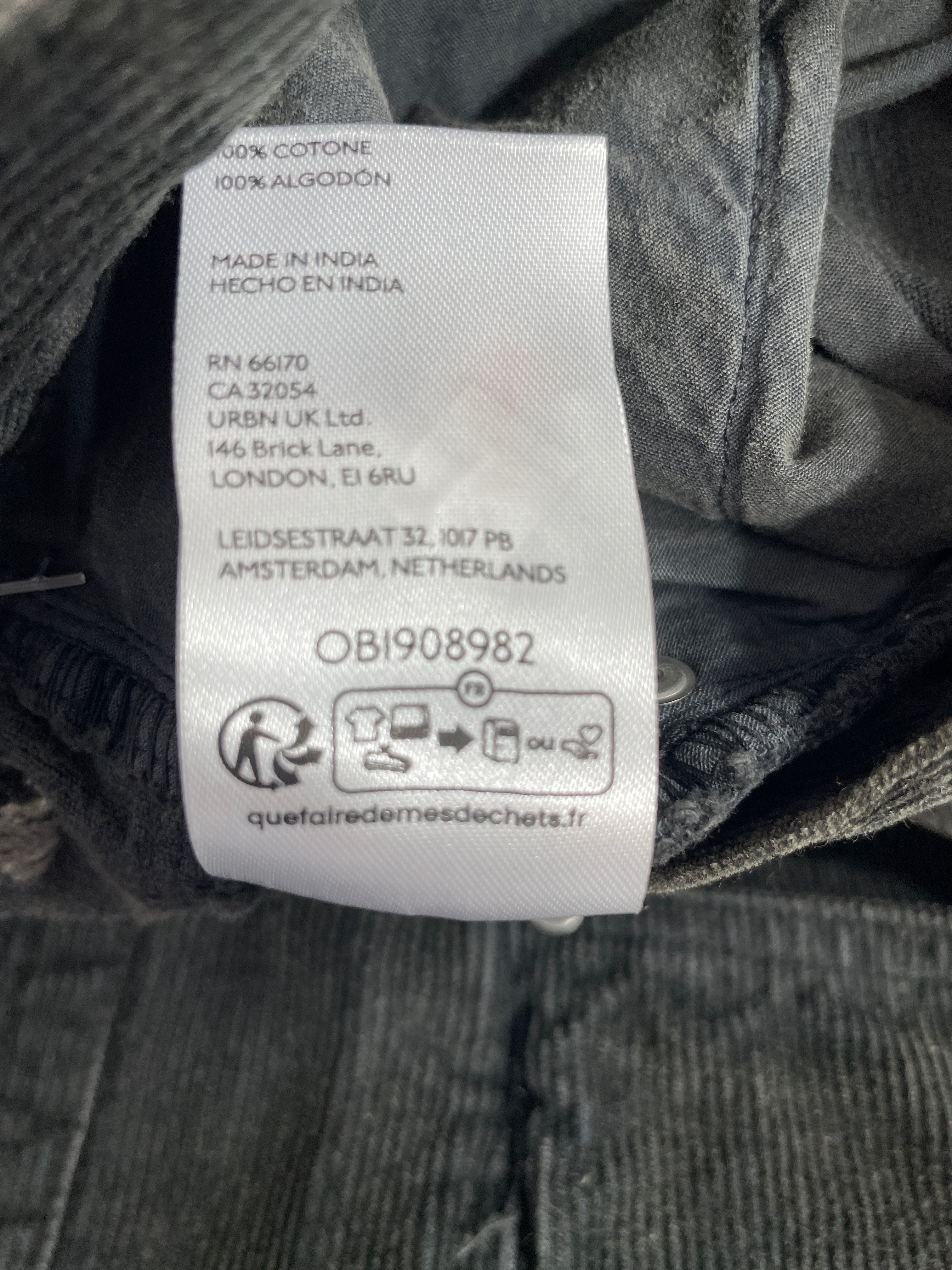 Size 30 Urban Outfitters Black Corduroy Pants Made in India Label