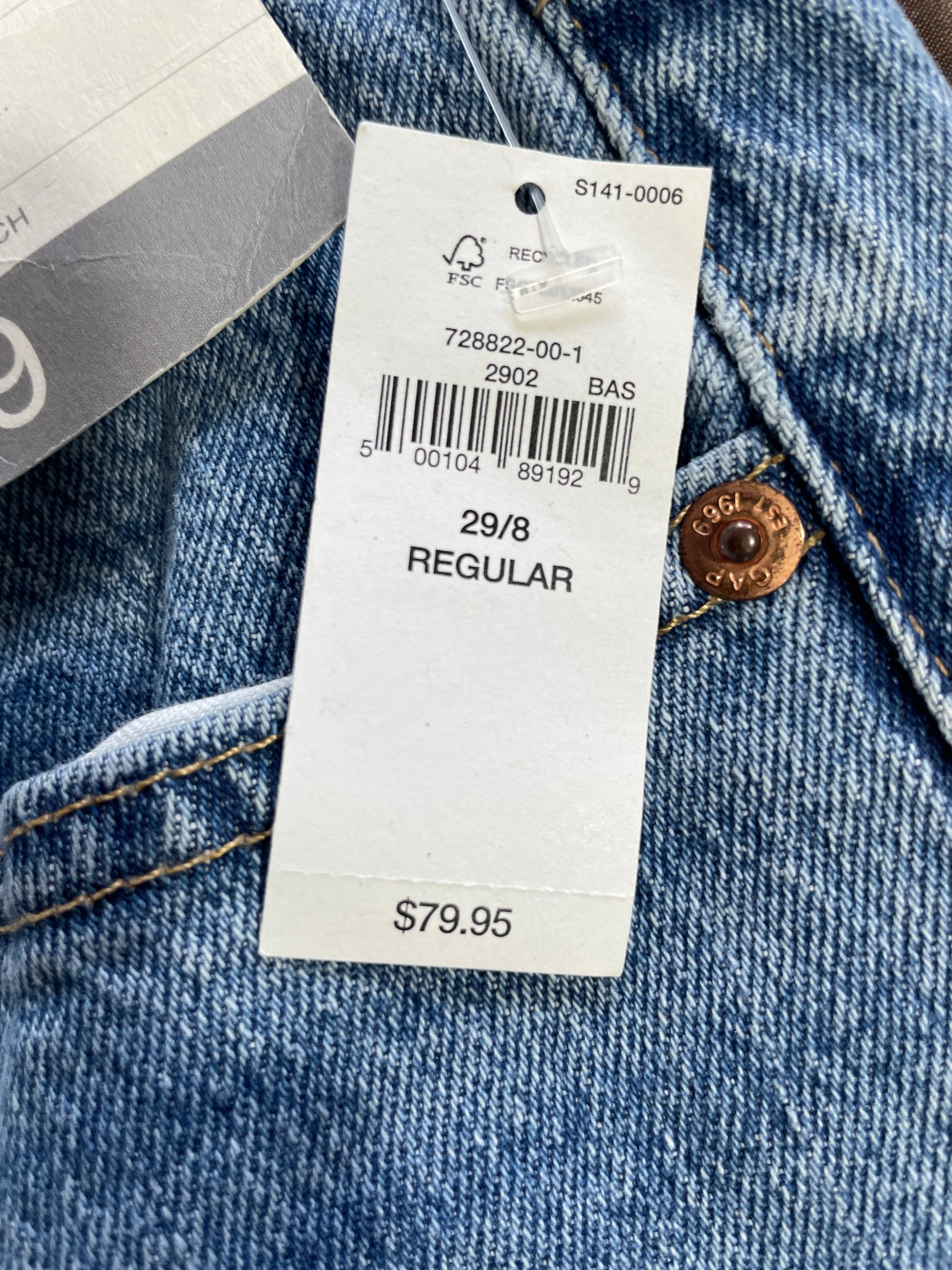 Size 29 Gap High Rise ’90s Straight Blue Jeans Original $79.95 Retail Tag