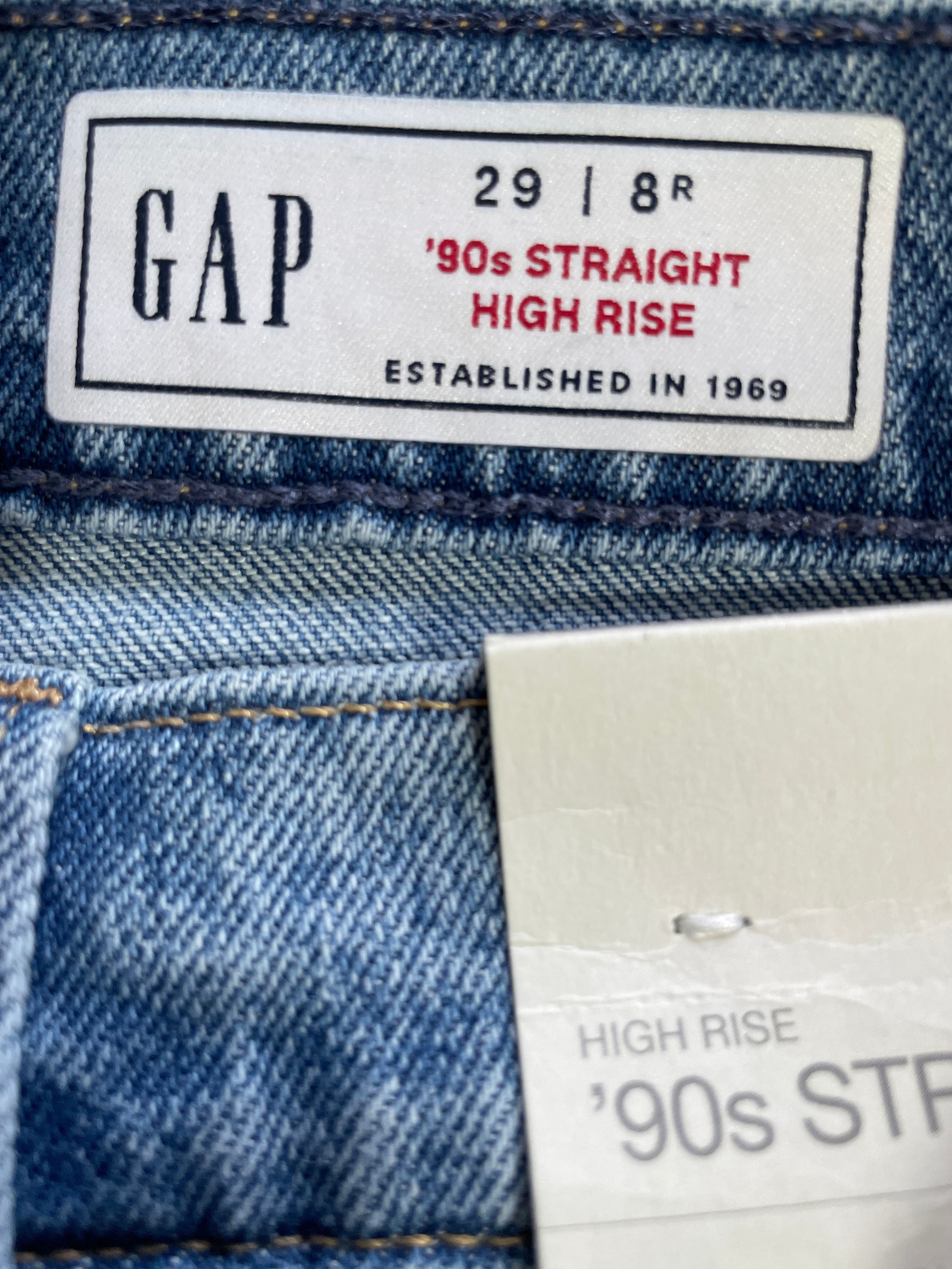 Size 29 Gap High Rise ’90s Straight Light Wash Jeans Waist Brand Label