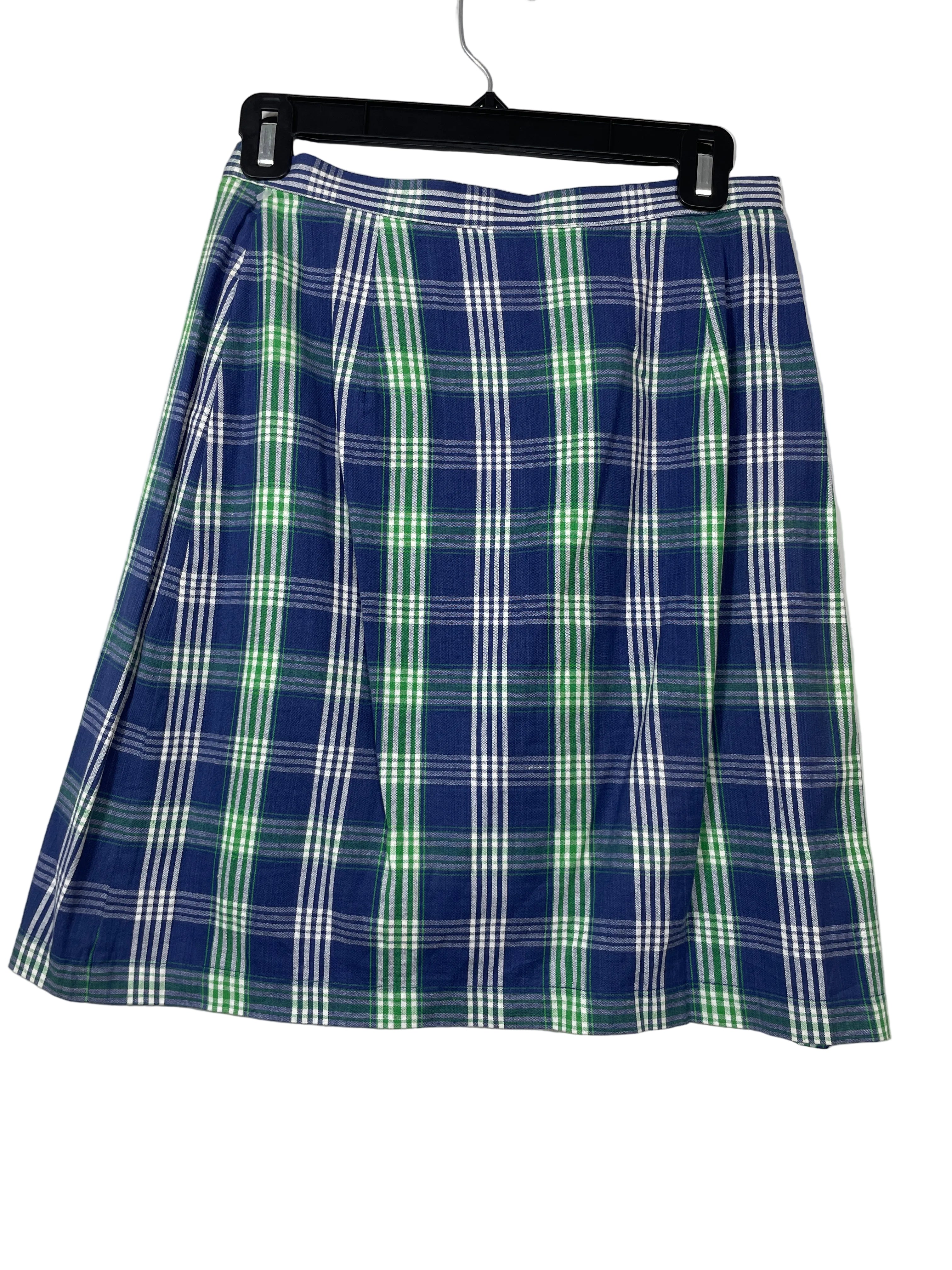 Size 8 Vintage St Michael Marks & Spencer Blue Green White Plaid Wrap Skirt Back