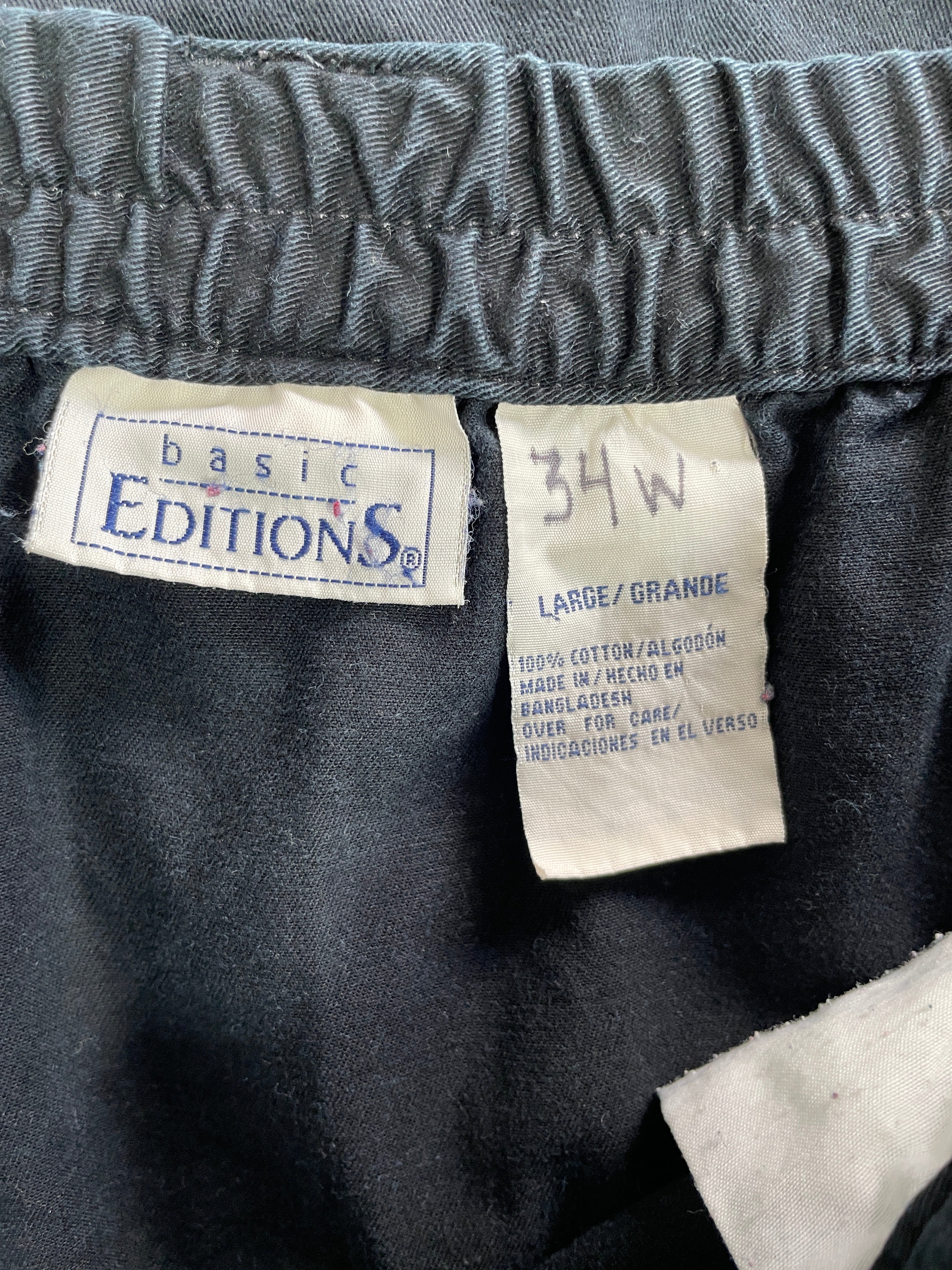 Large Vintage Basic Editions Navy Blue Button Front Maxi Skirt Label and Size Large