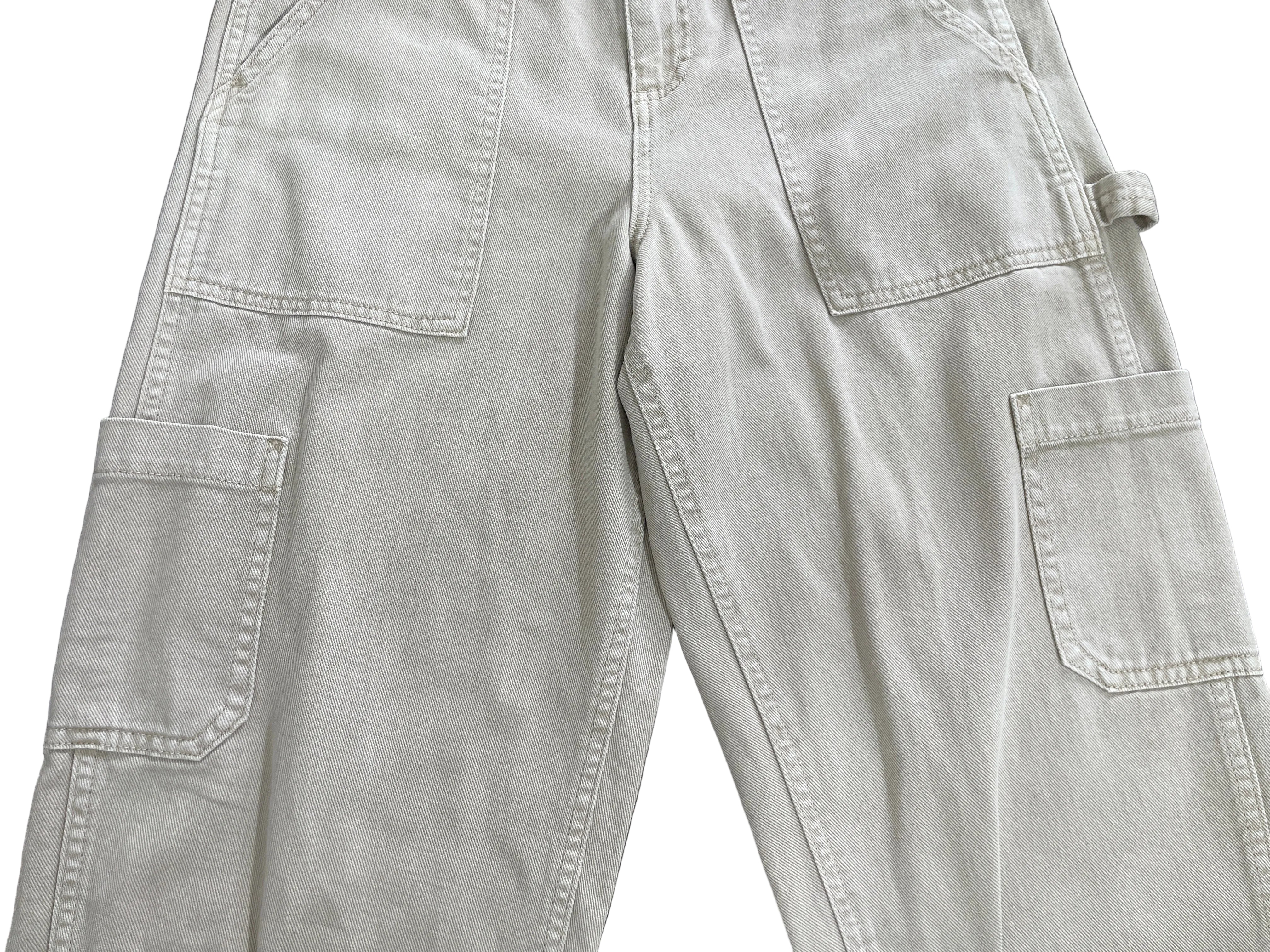 Medium Garage Beige Carpenter Utility Pants Side Tool Pockets and Hammer Loop