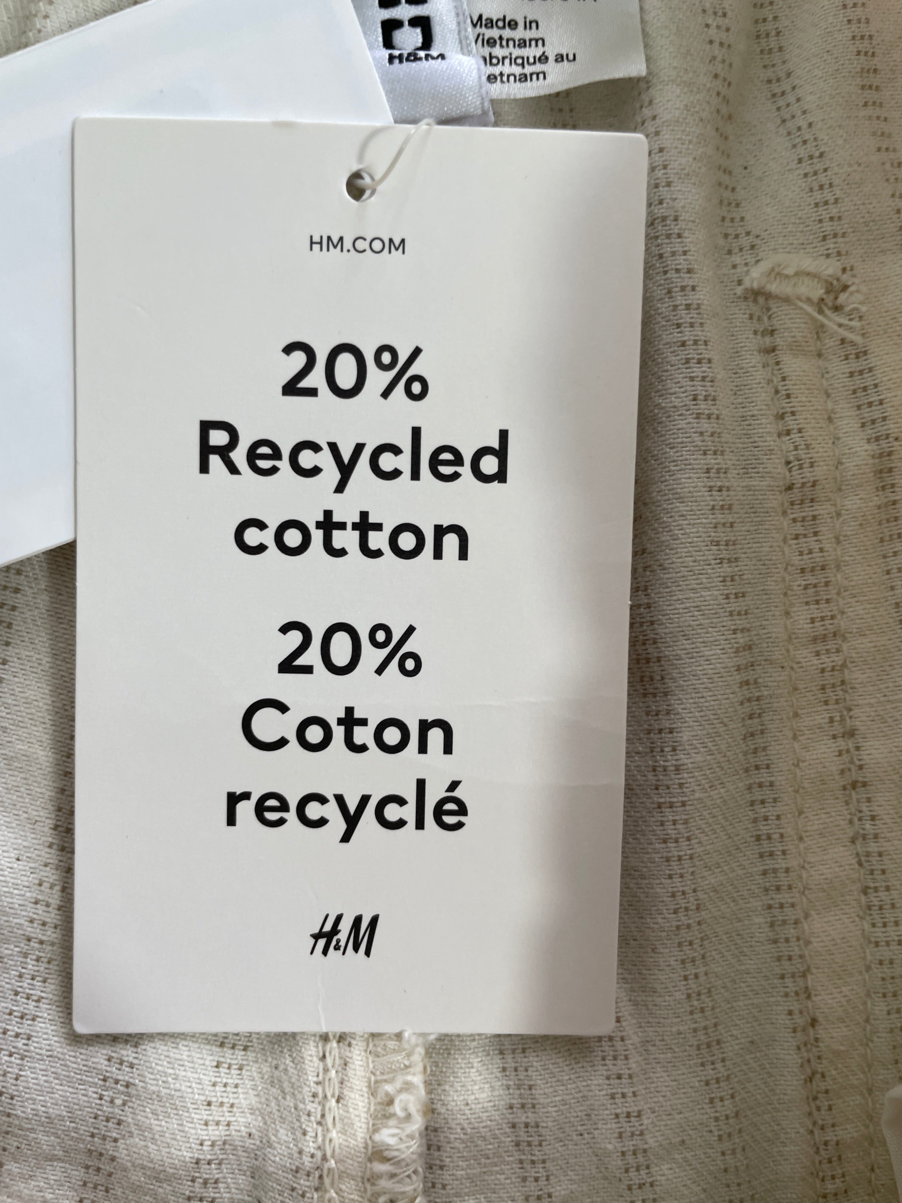 Medium H&M Divided Cream Beige Pinstripe Wide Leg Pants Recycled Cotton Hangtag