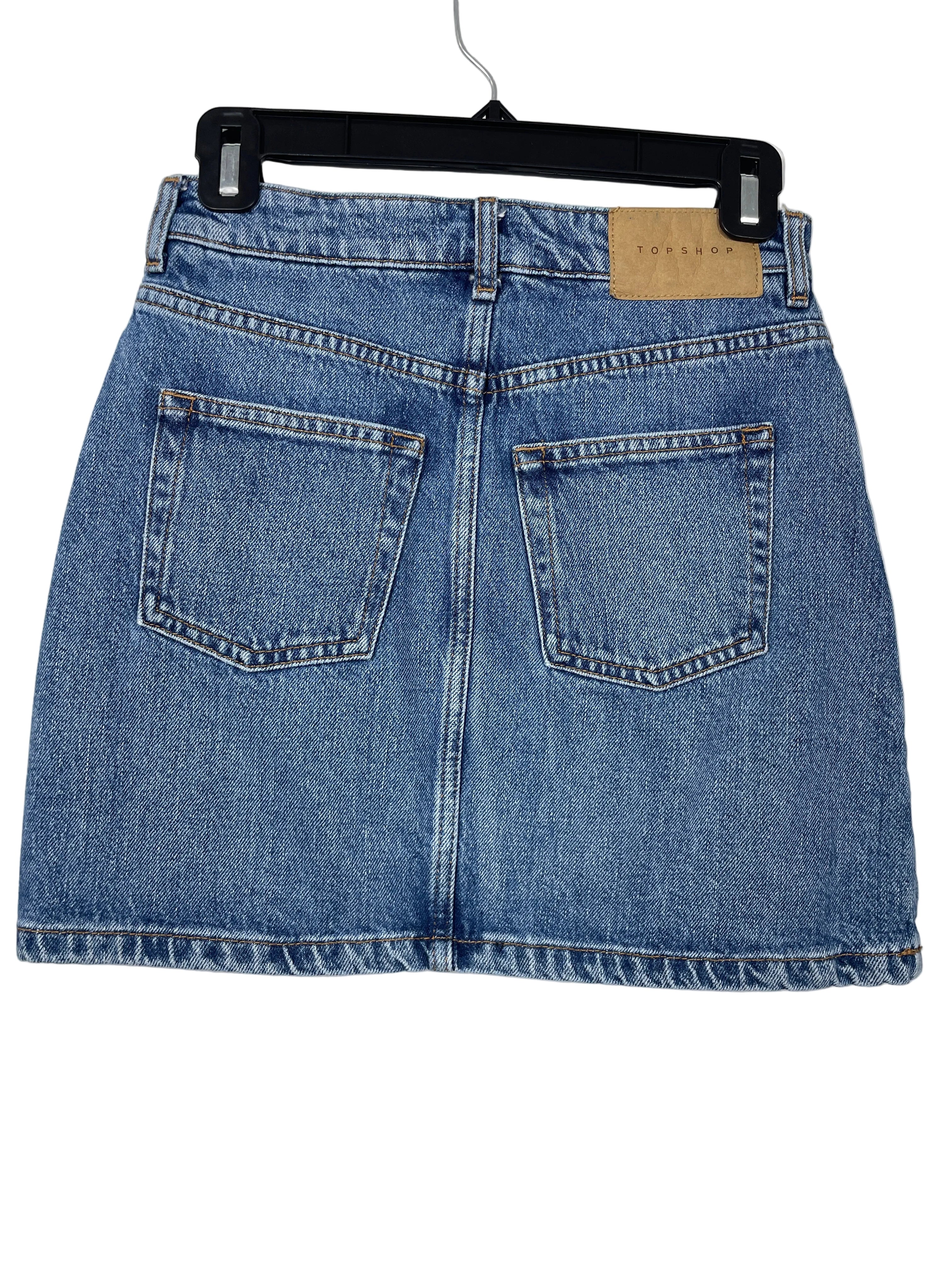 Size 4 Topshop Blue Denim Mini Skirt Back