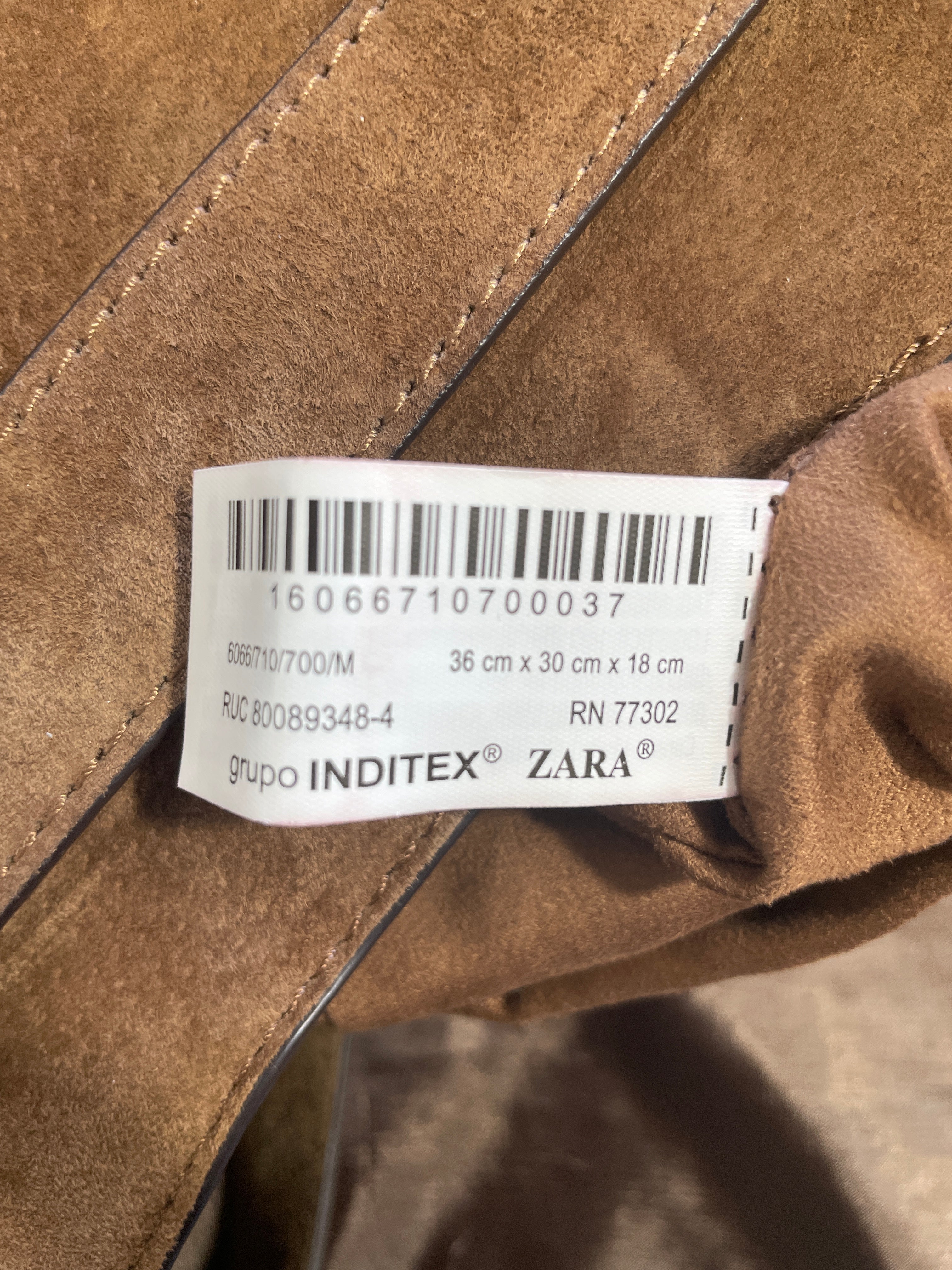 Zara Brown Suede Bucket Shoulder Bag Manufacturer Reference 0667 107 700