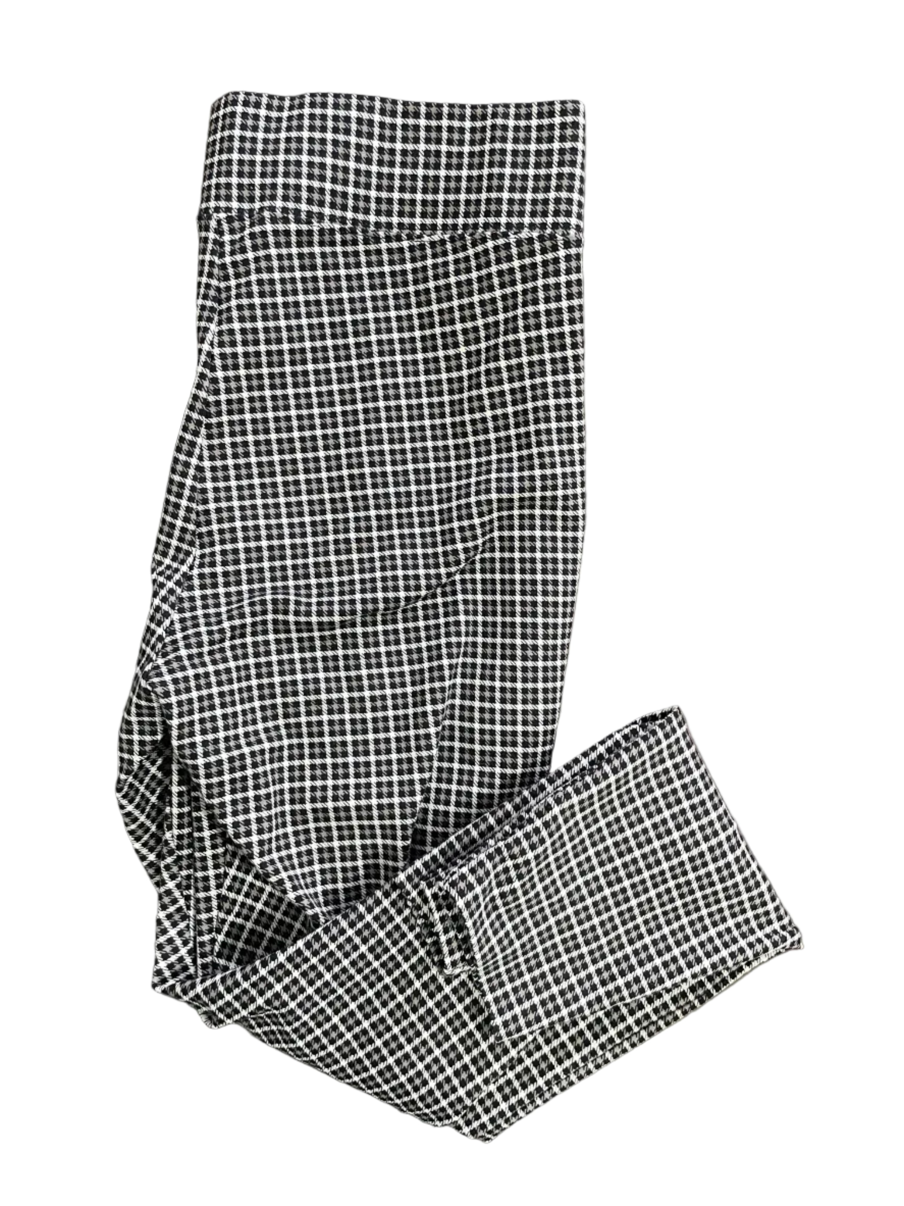 Size S Old Navy Stevie black white houndstooth check slim pants full view