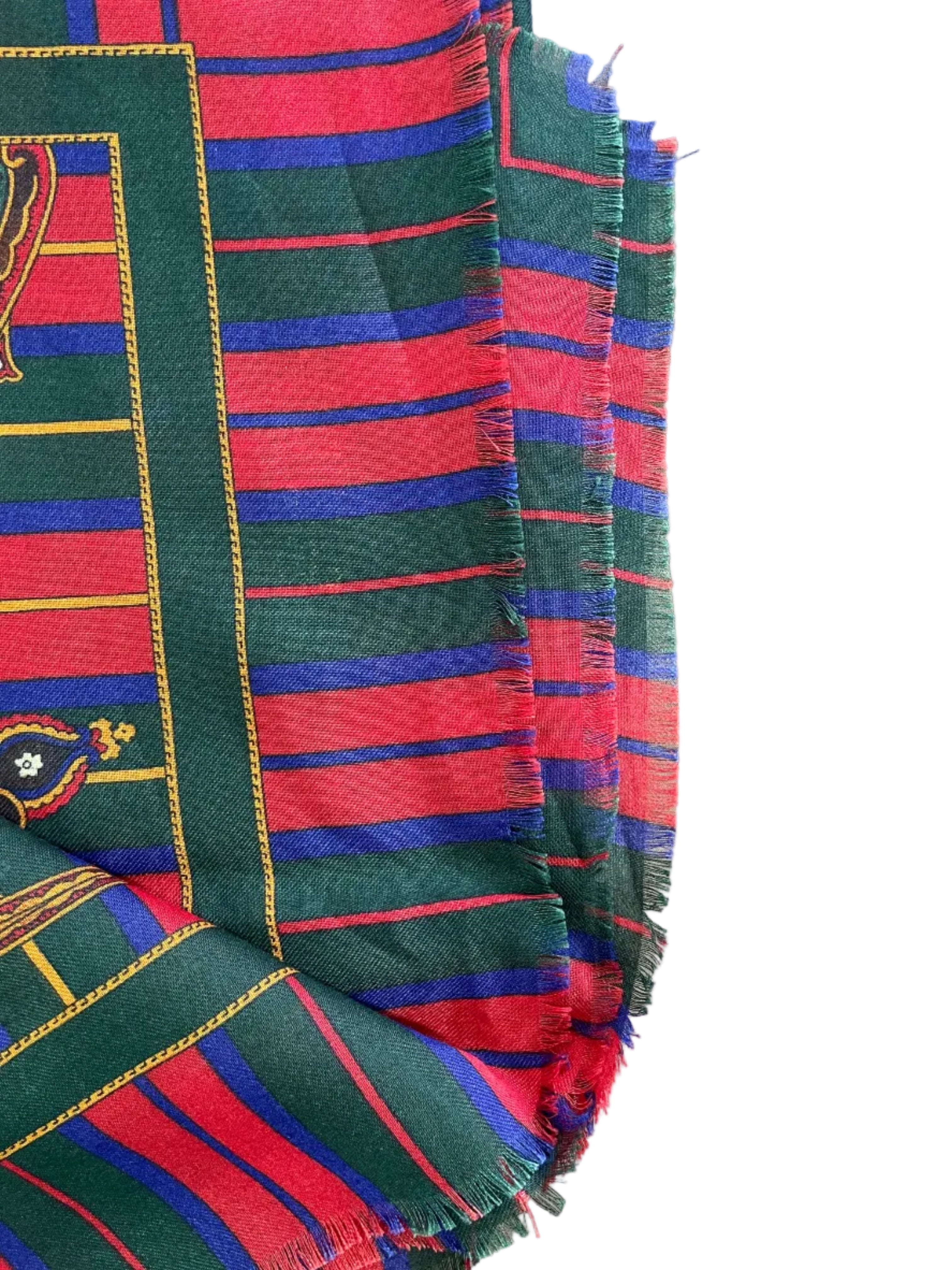 - Vintage Tie Rack multicolour paisley striped square scarf fringed edge detail