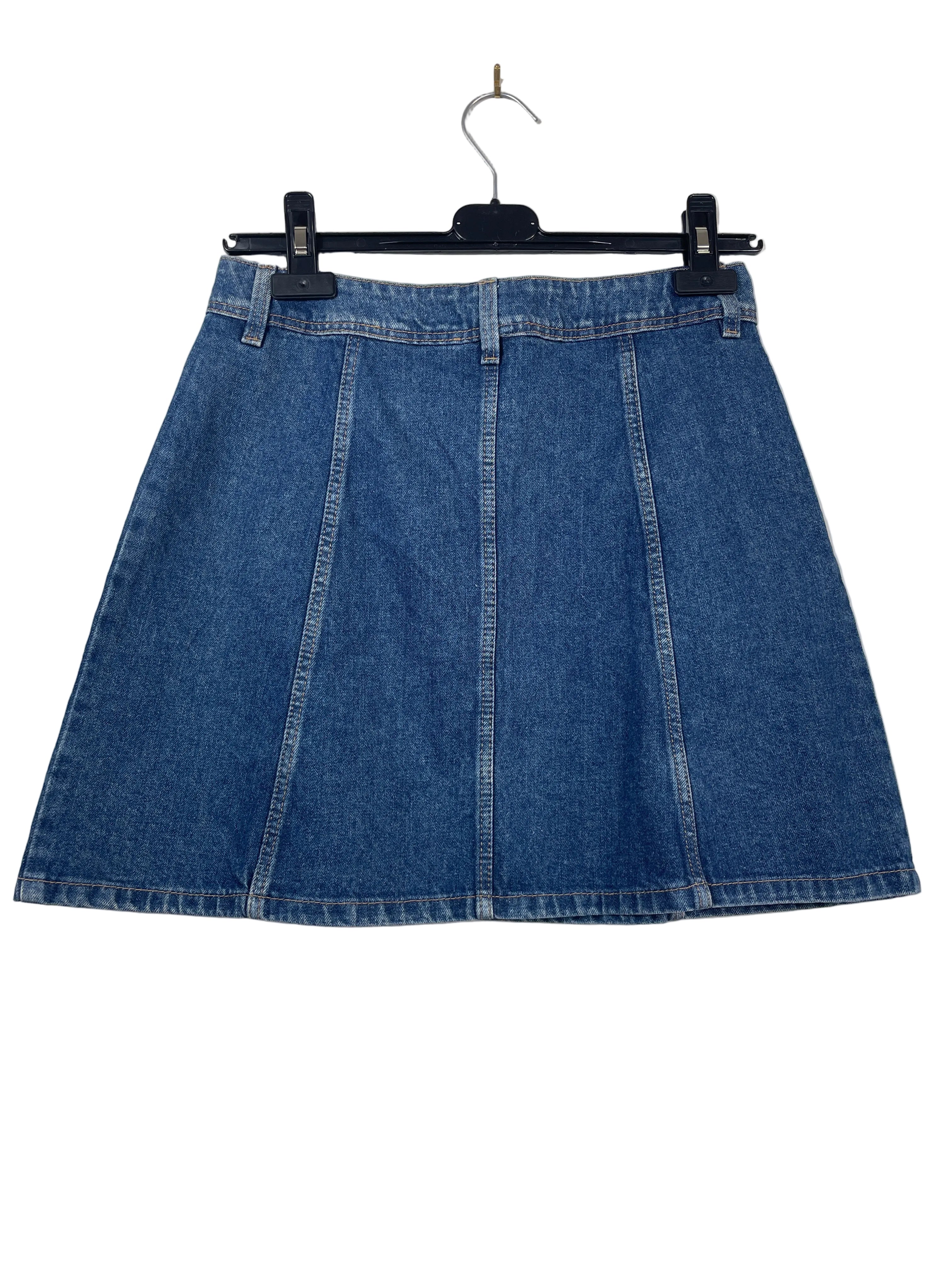 Size 6 H&M Divided blue denim A-line skirt back view