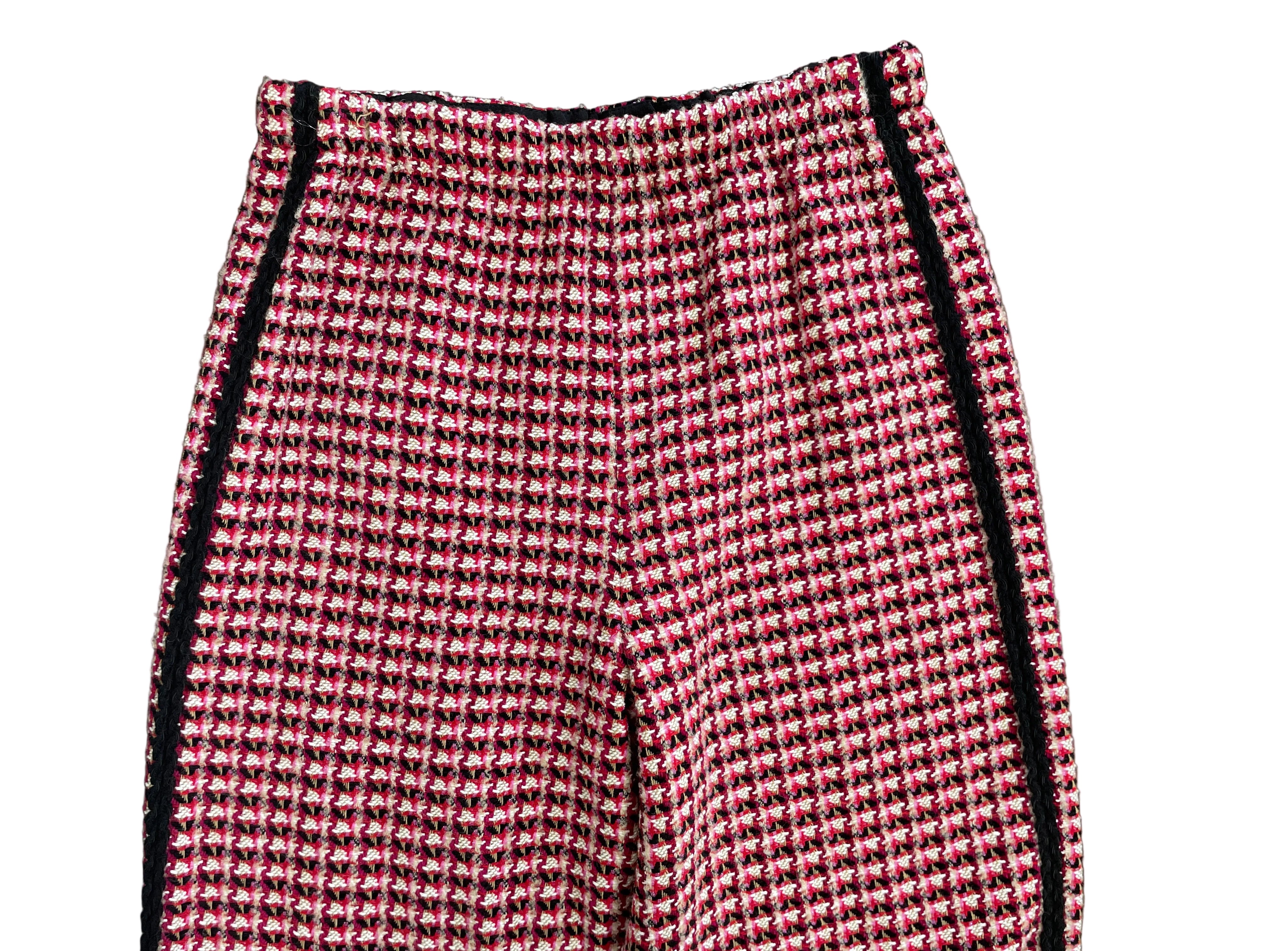 Maje multicolour red pink cream black tweed wide leg pants available XS and Medium back view