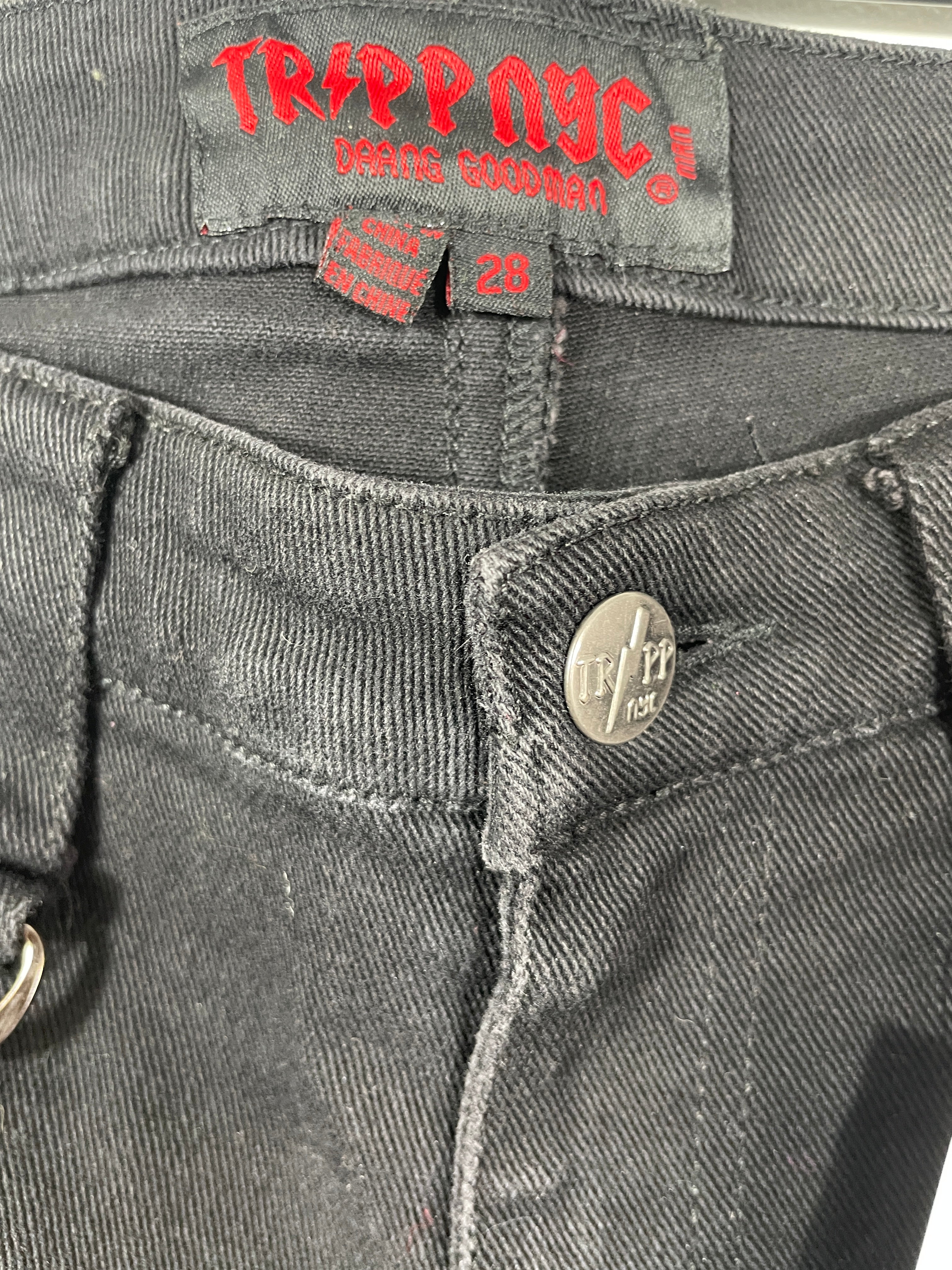 Image 2: Tripp NYC by Daang Goodman black pants size 28 brand label and waistband button detail