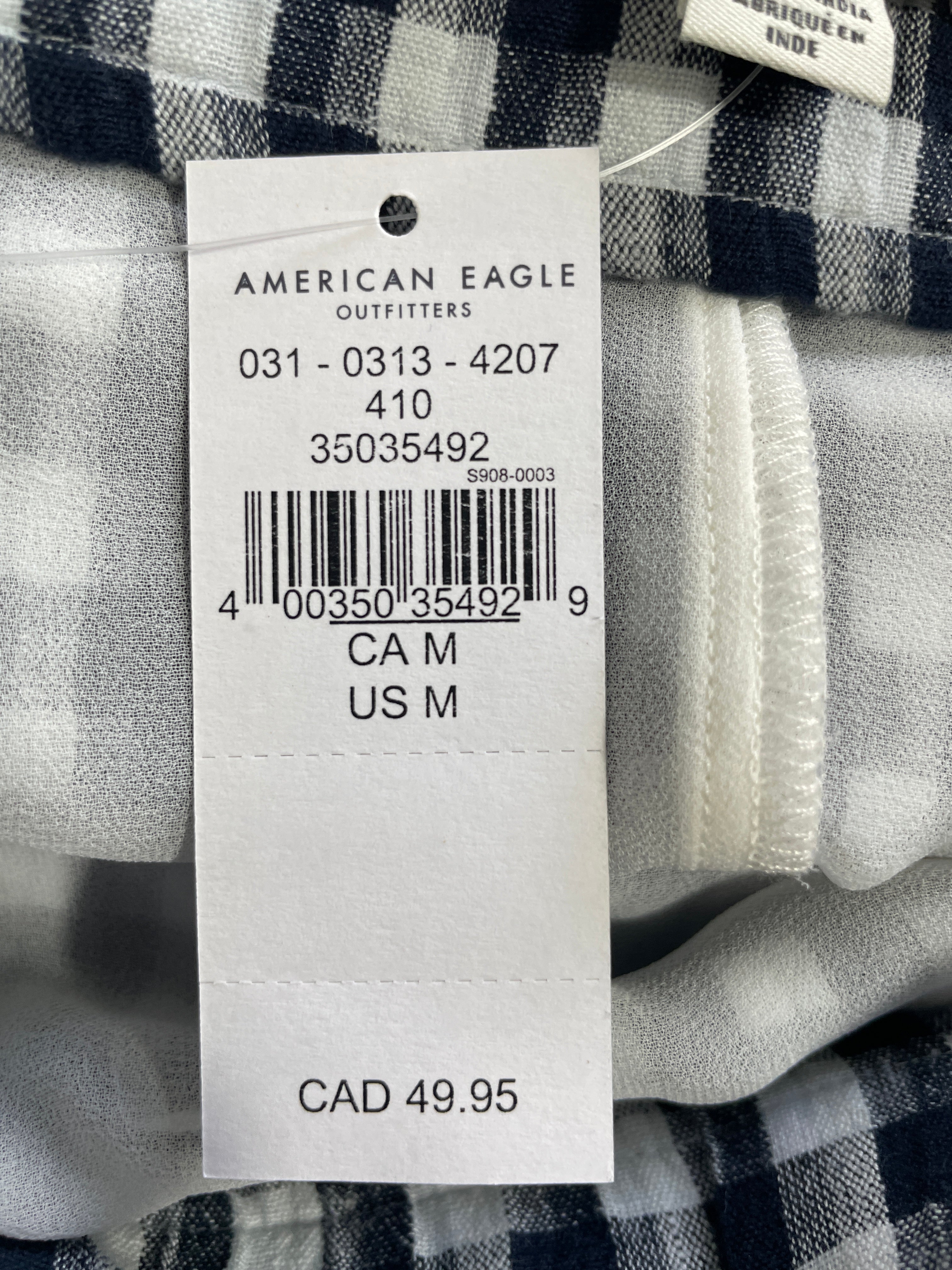 1. American Eagle Navy White Gingham Mini Skirt Original $49.95 CAD Retail Tag