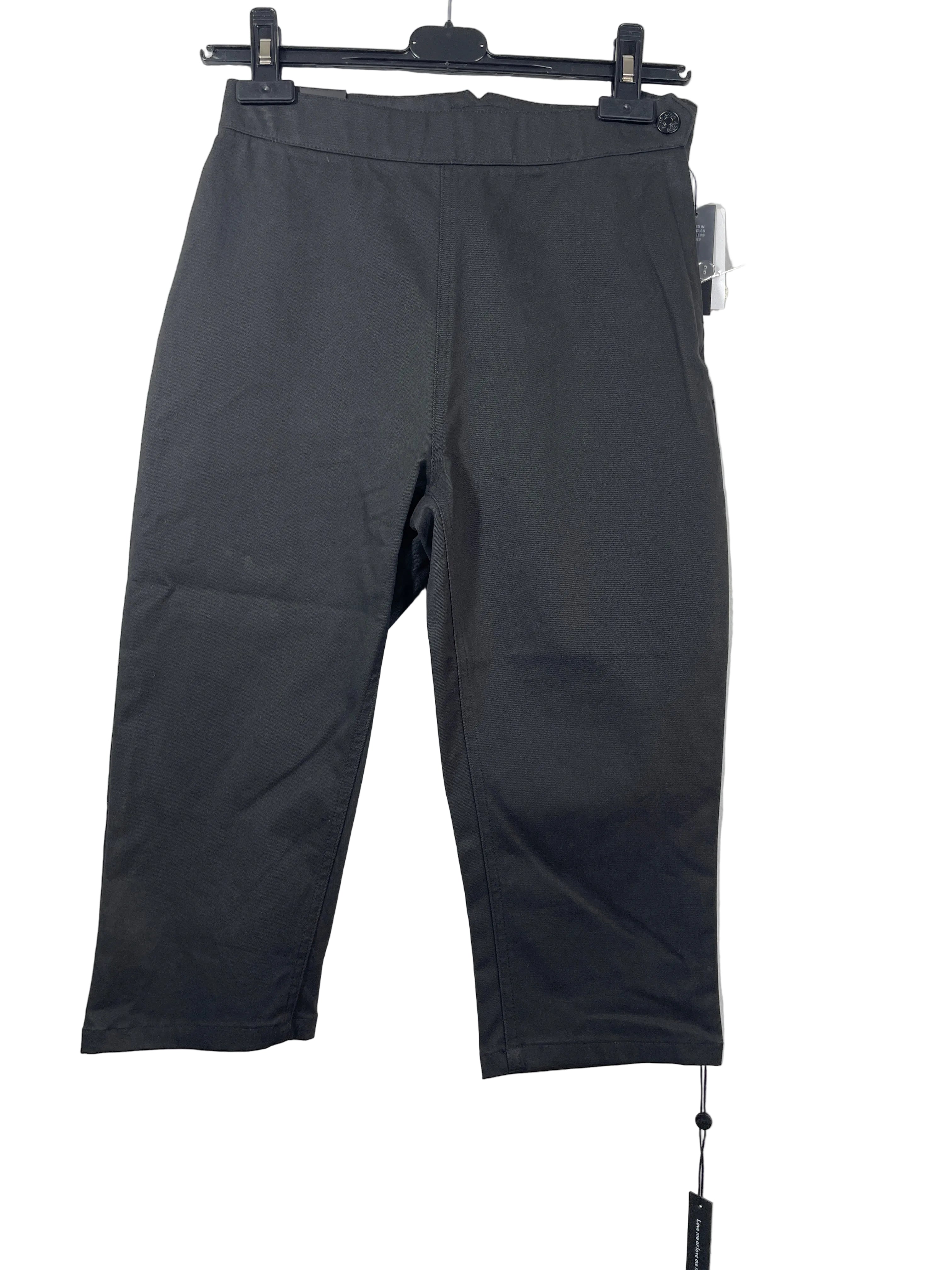 Size 26 AFRM Calla black high rise fitted capri pants front view