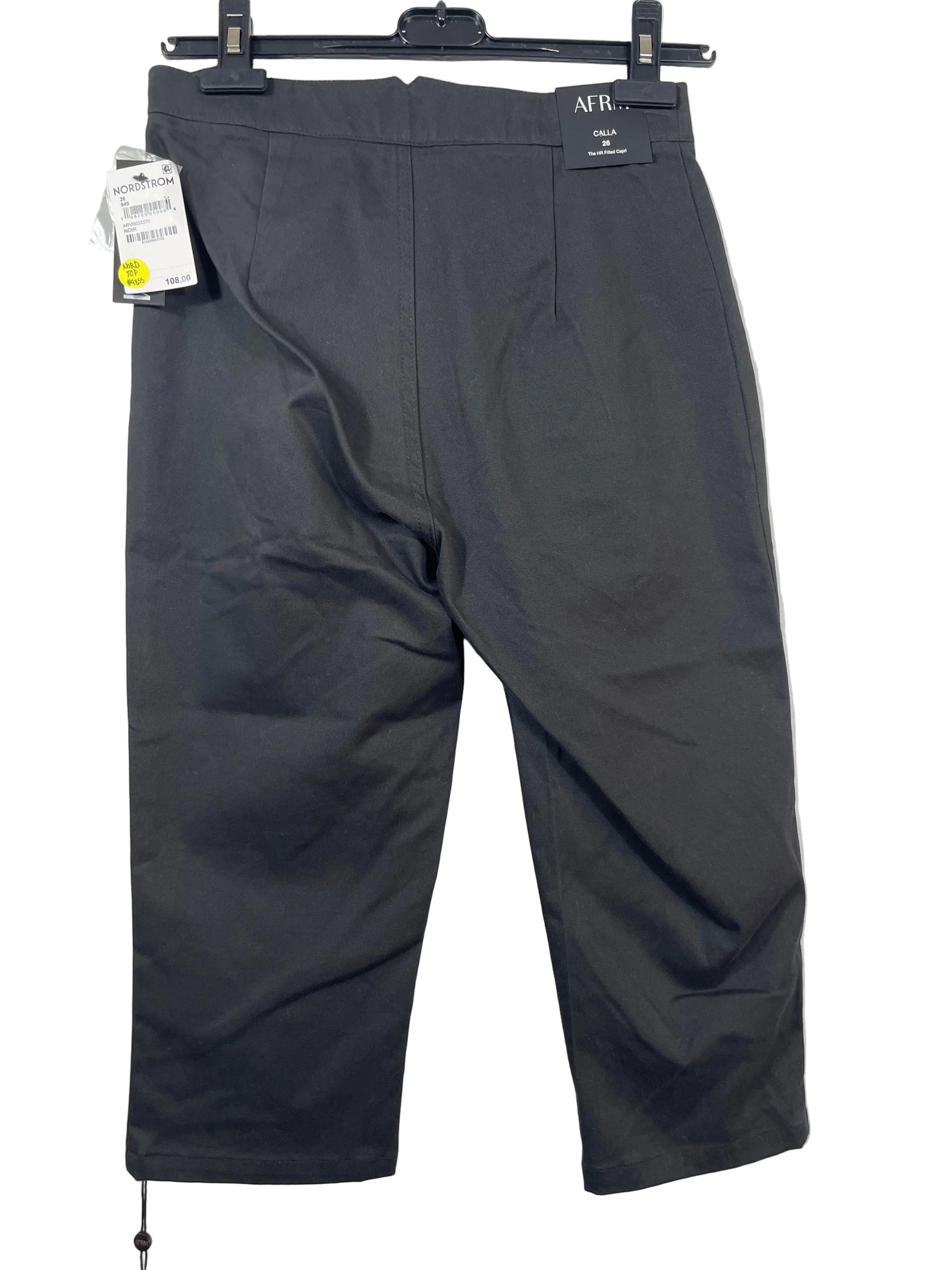 Size 26 AFRM Calla black cropped fitted trousers back view