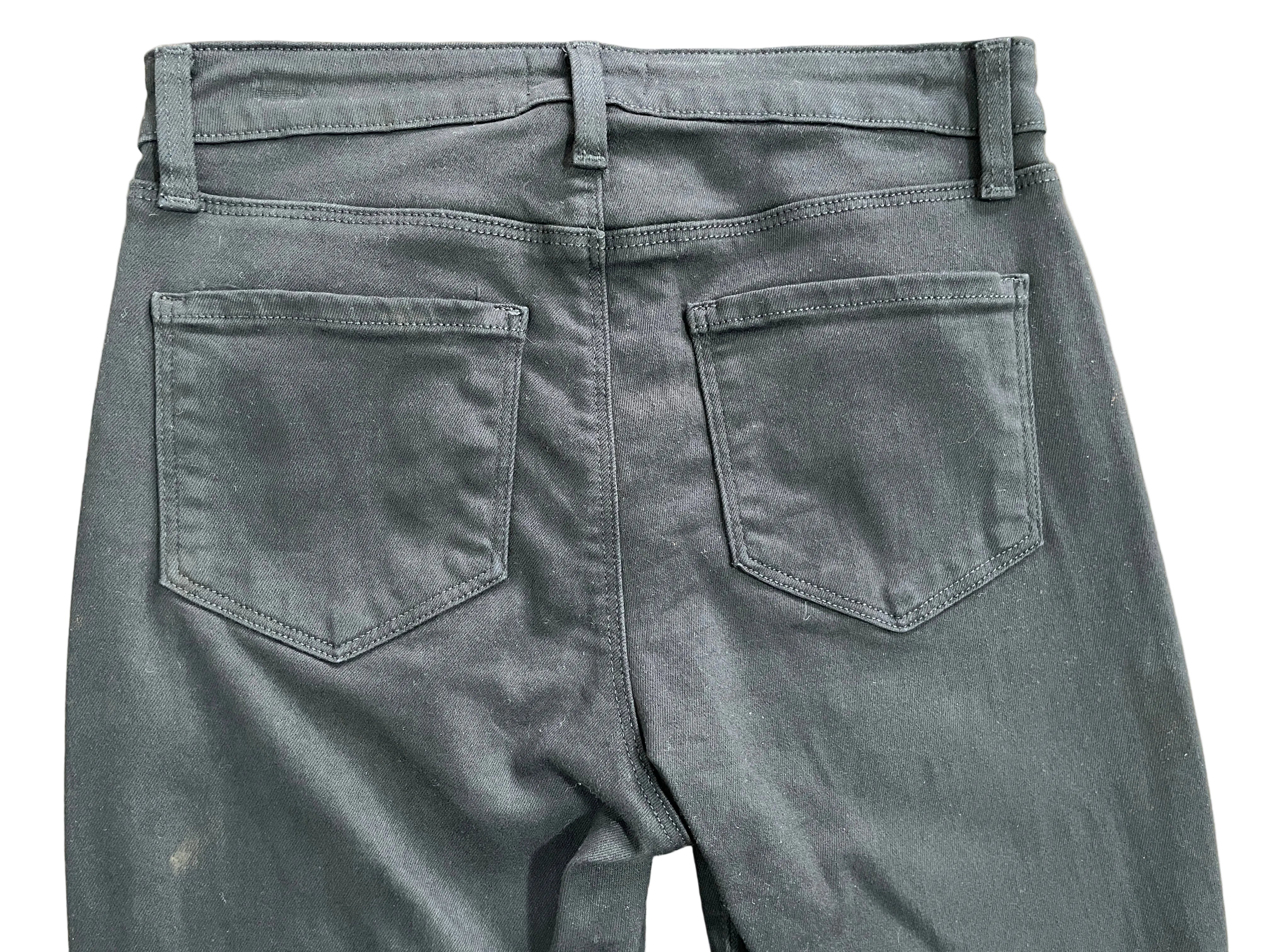 Size 28 L'AGENCE Selma black bootcut jeans back patch pockets detail