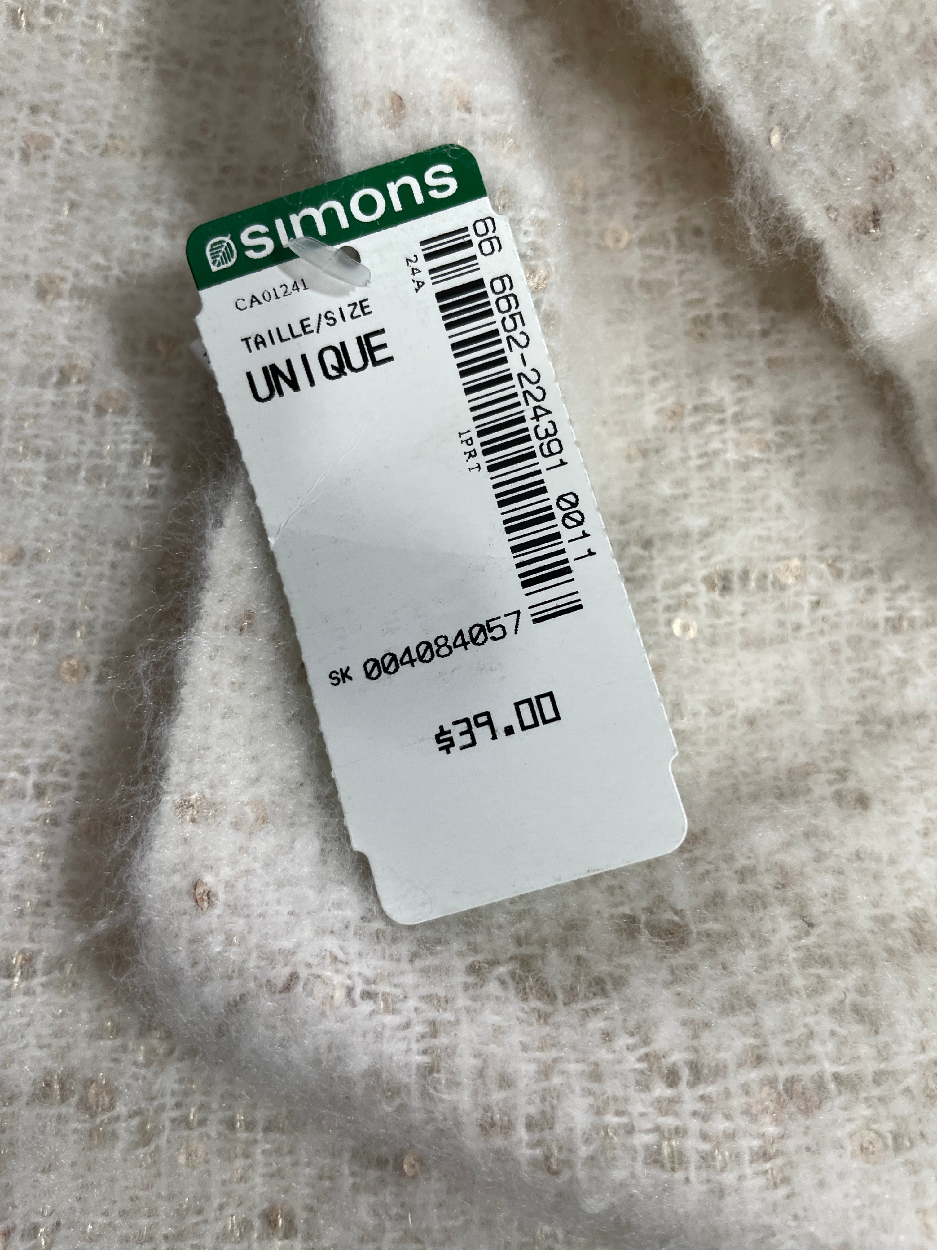 ONLY Onldesi sequin scarf one size original Simons $39 price tag close up
