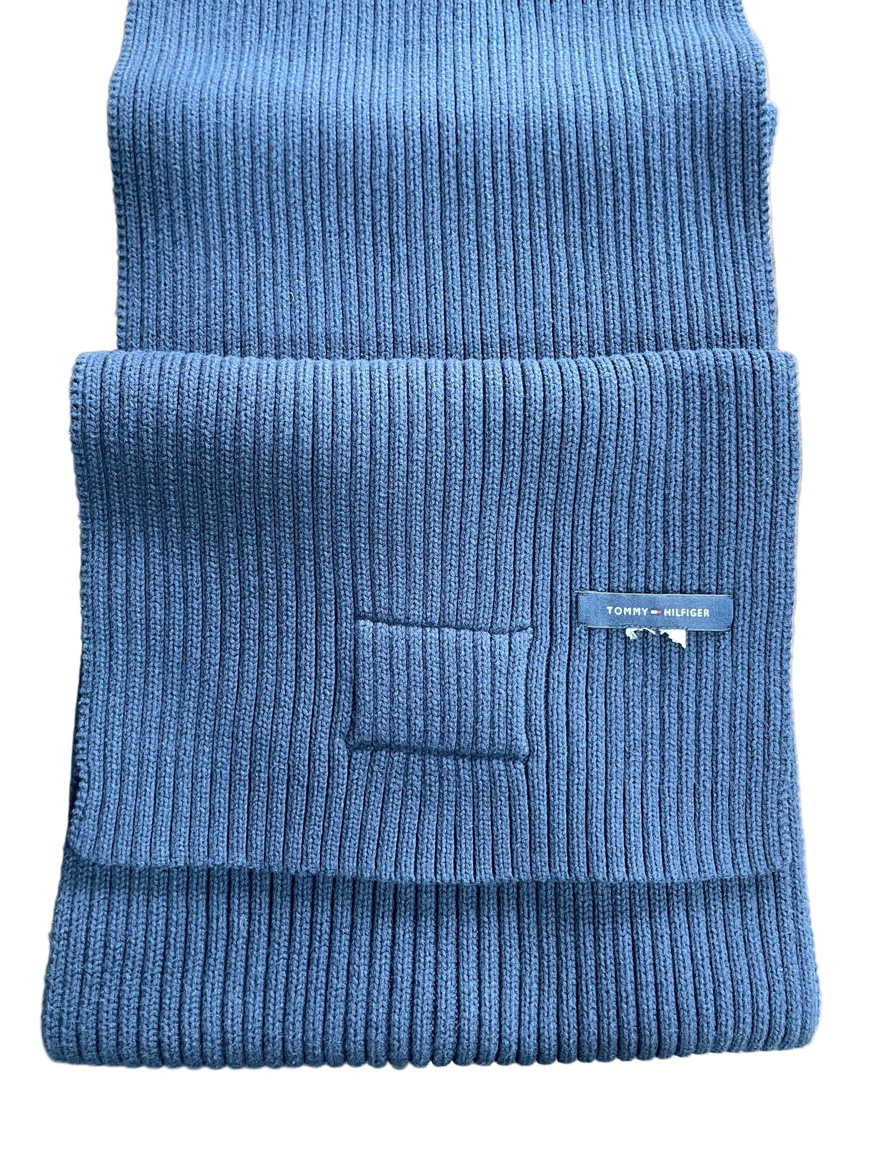 - Tommy Hilfiger blue scarf woven designer brand label