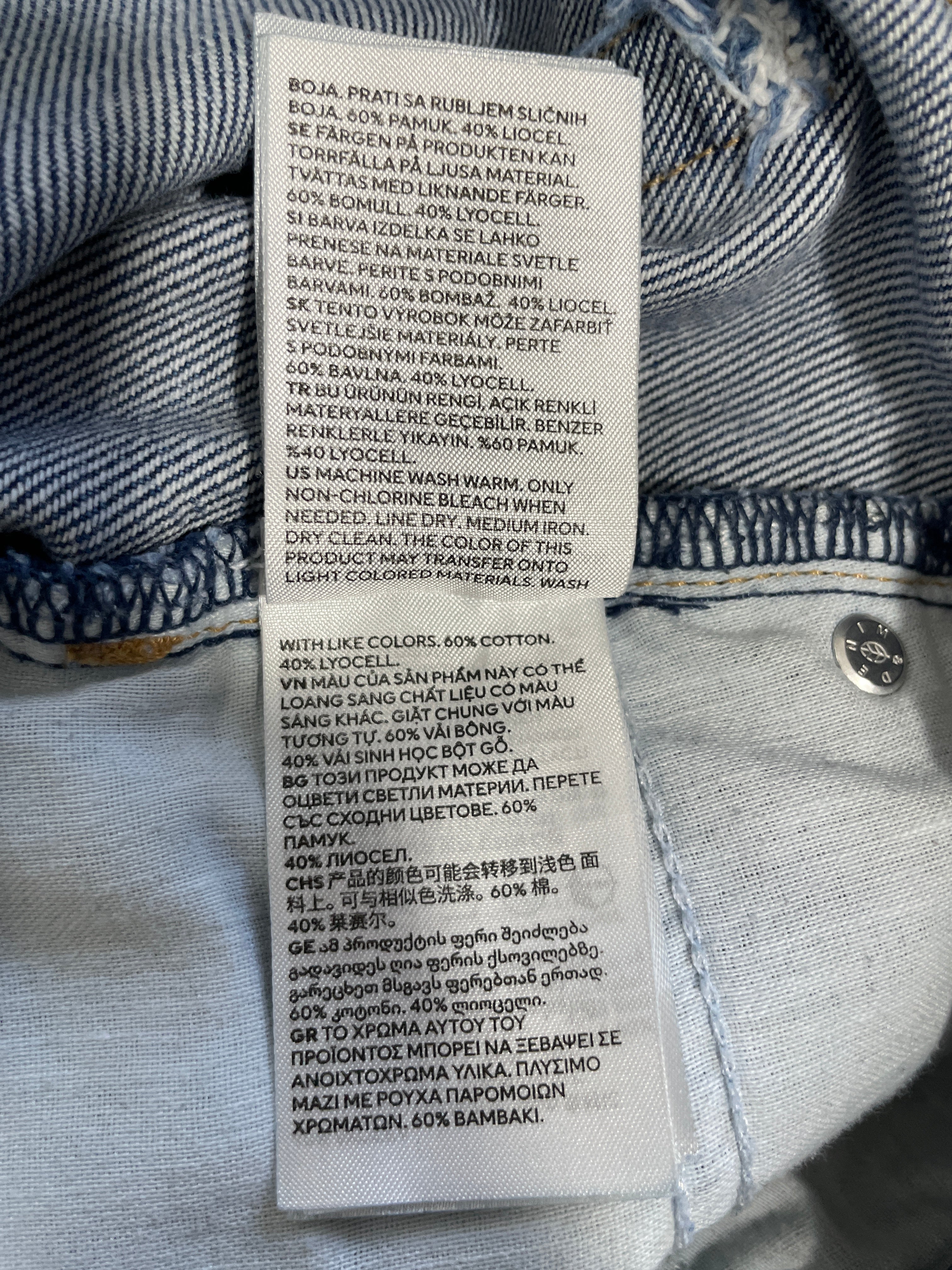 1. H&M &Denim maxi skirt garment care and cotton lyocell fabric composition label