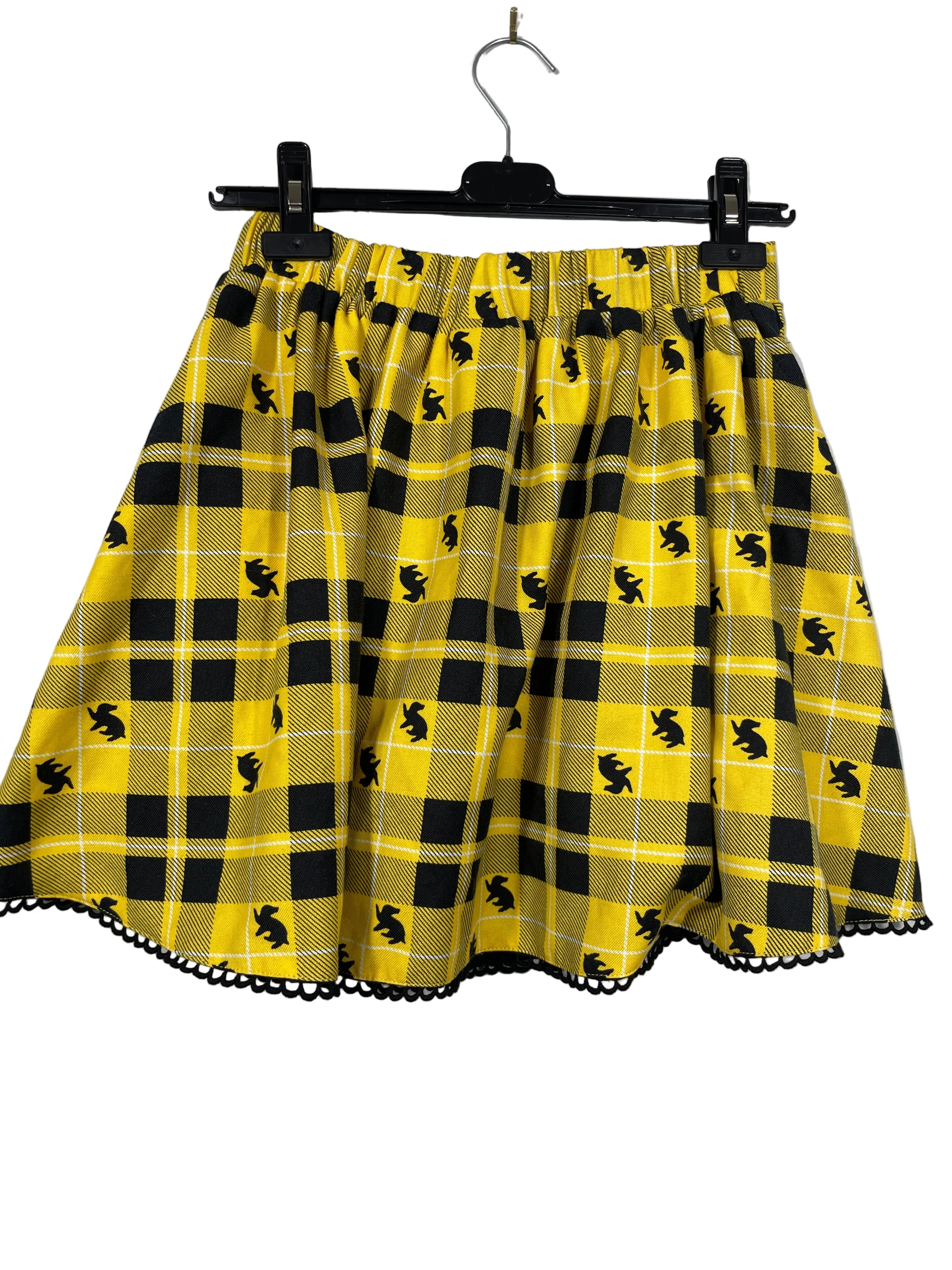Harry Potter Hufflepuff yellow black tartan fit and flare skirt size Small back view