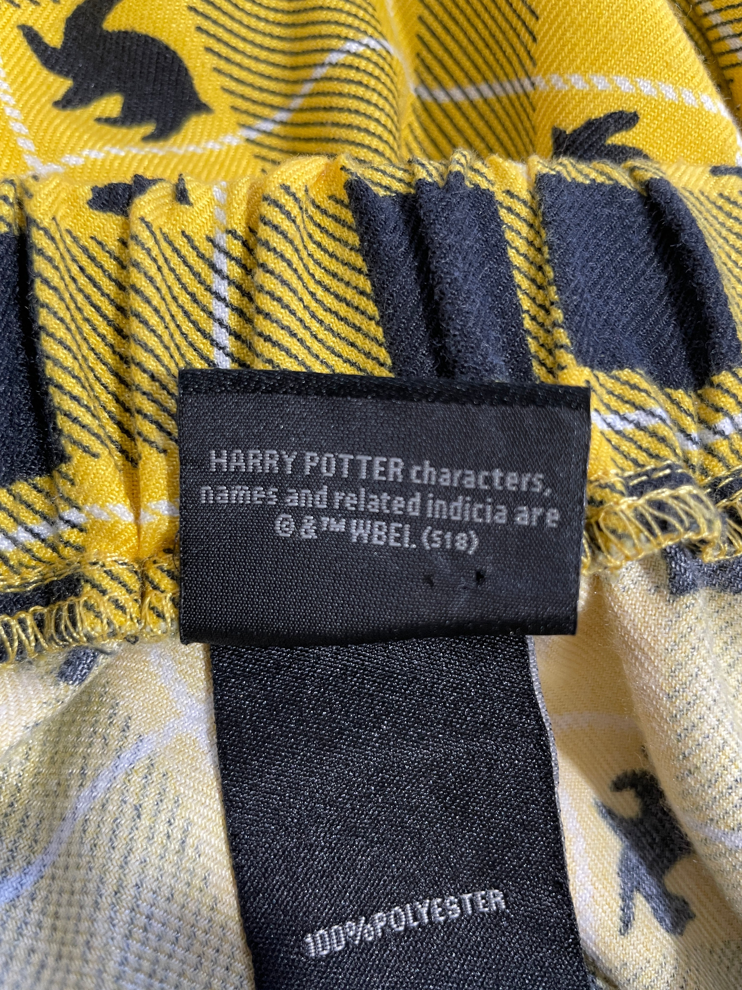 Harry Potter Hufflepuff skirt 100 percent polyester material composition label