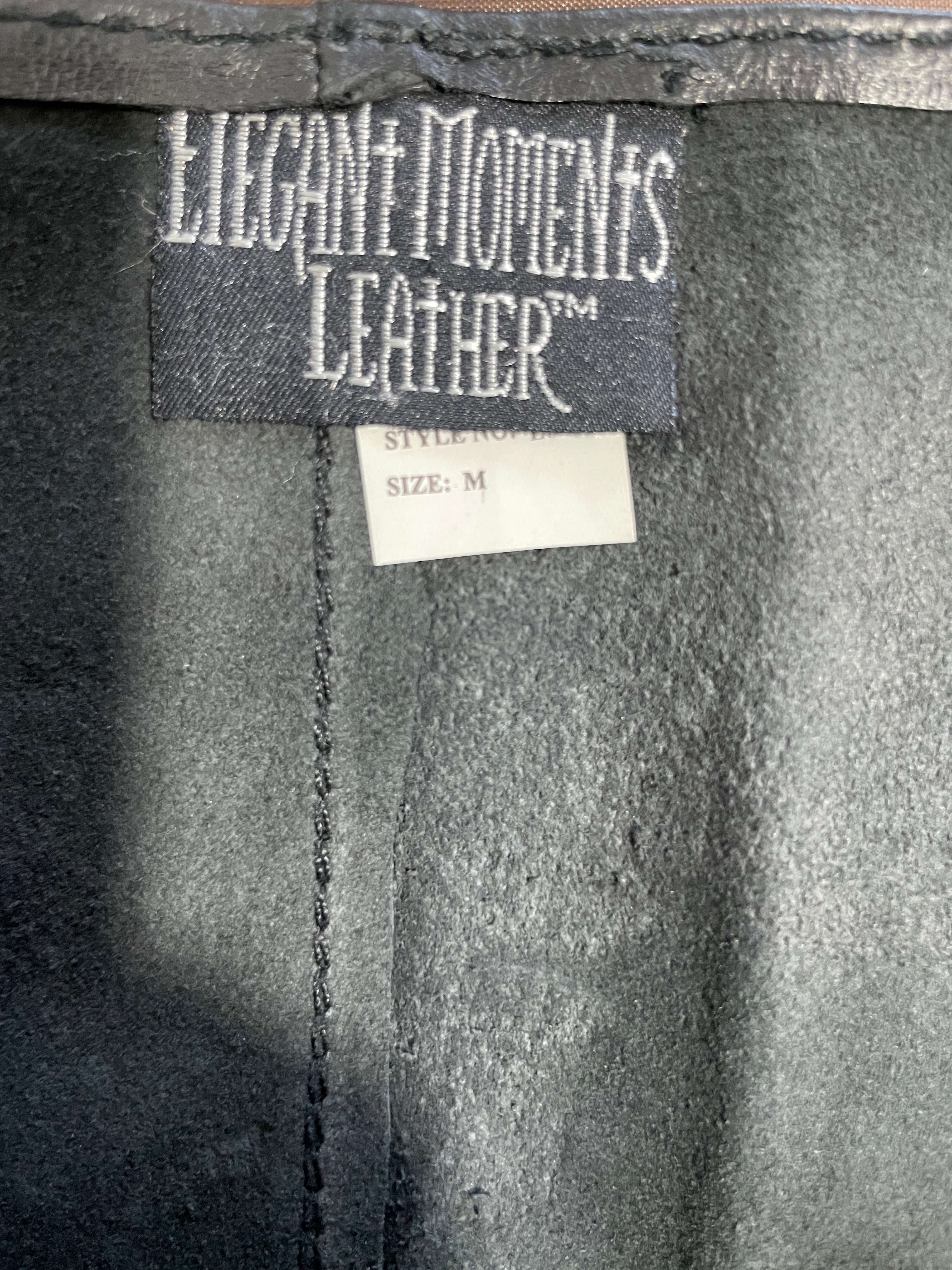 Elegant Moments Leather black skirt size Medium interior brand label